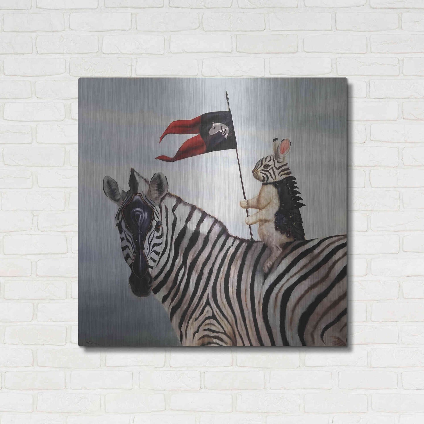 Luxe Metal Art 'Striped Warrior' by Lucia Heffernan, Metal Wall Art,36x36