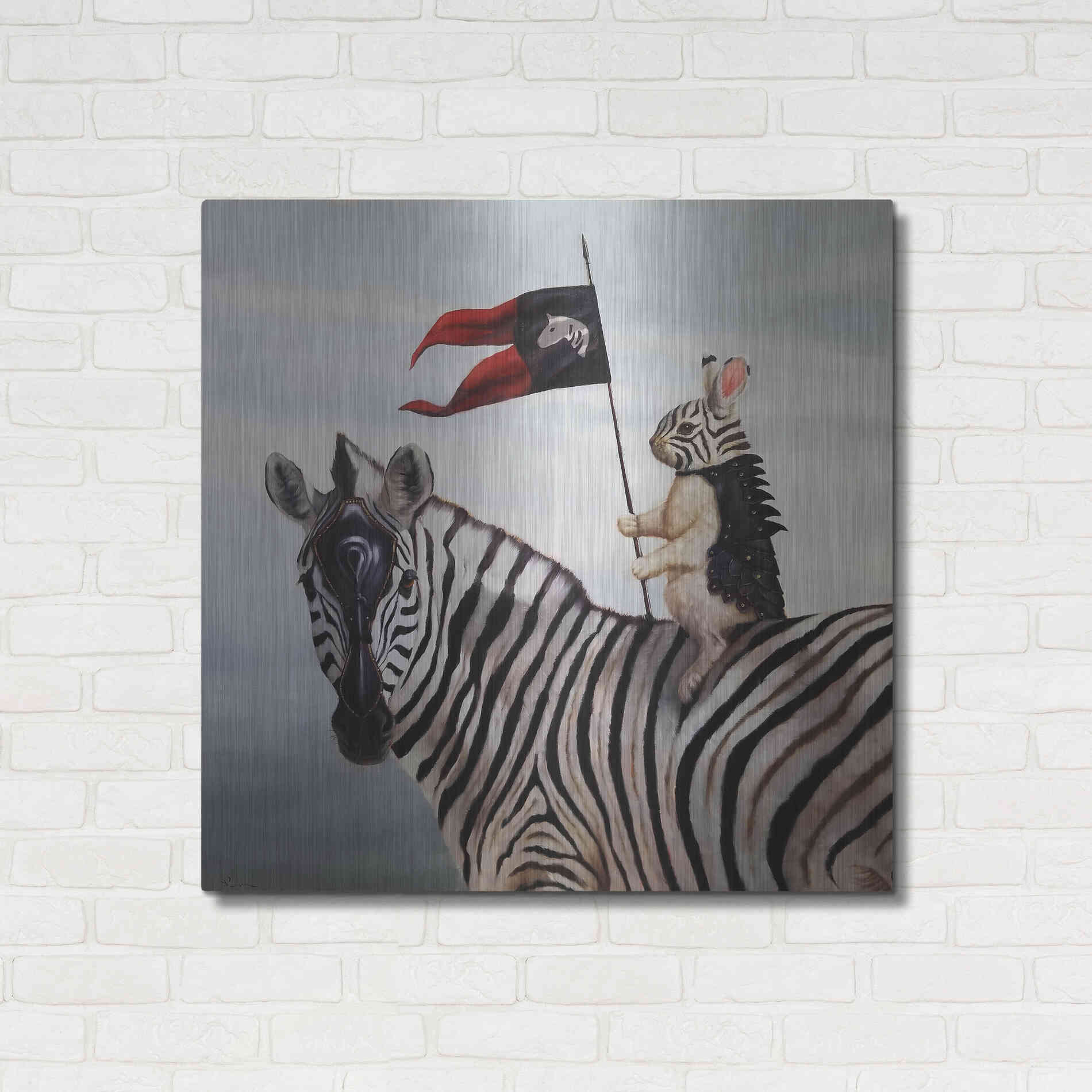 Luxe Metal Art 'Striped Warrior' by Lucia Heffernan, Metal Wall Art,36x36