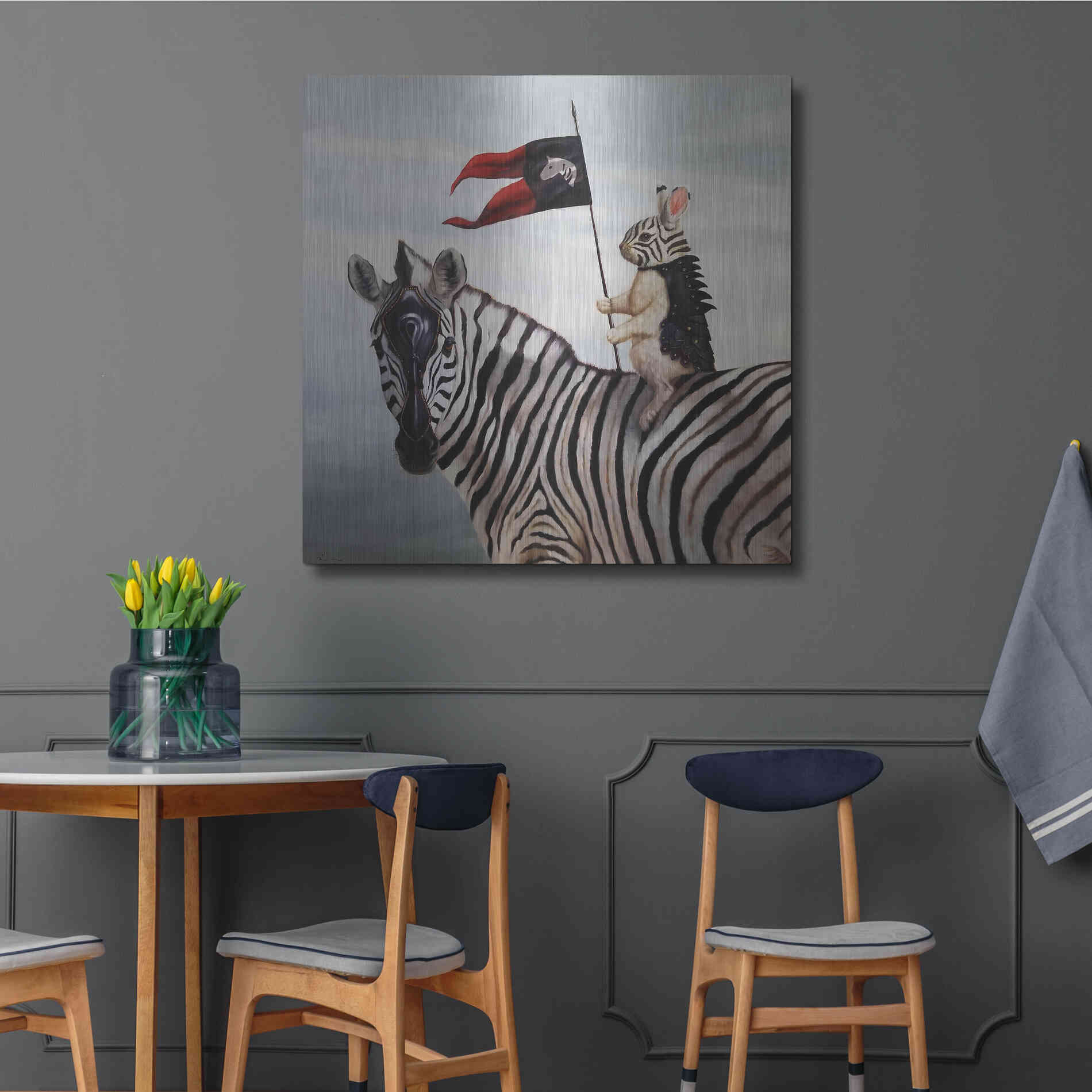 Luxe Metal Art 'Striped Warrior' by Lucia Heffernan, Metal Wall Art,36x36