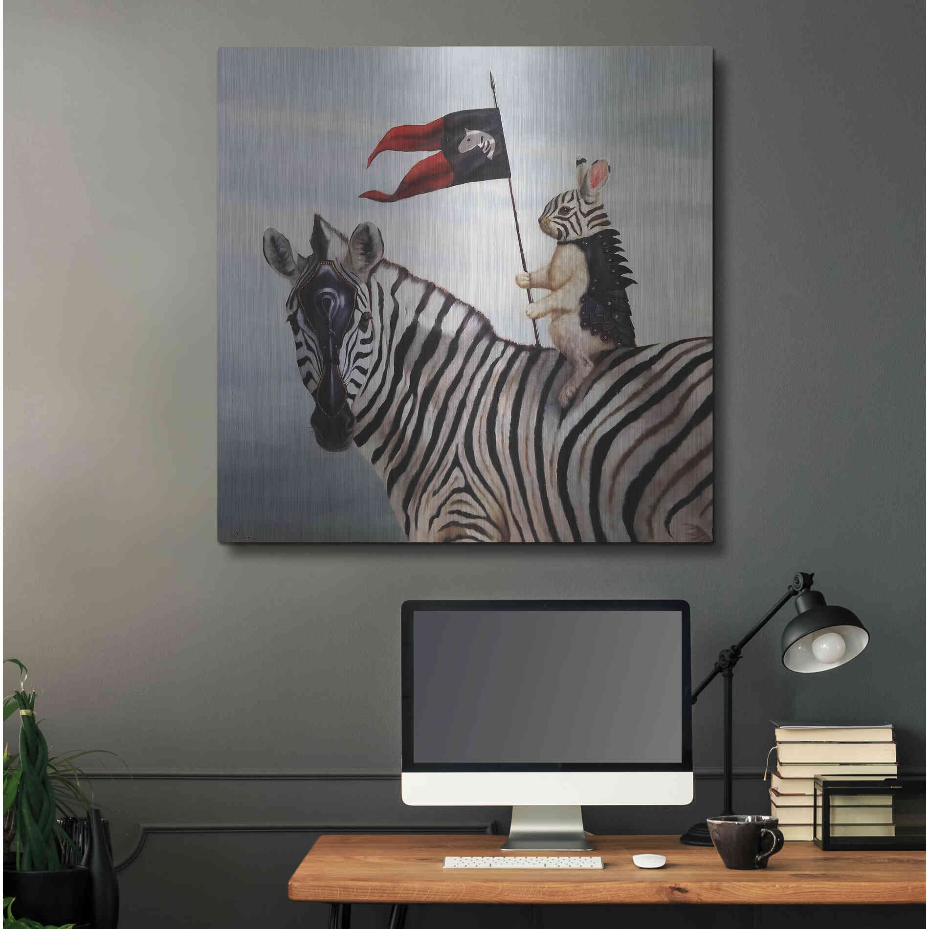 Luxe Metal Art 'Striped Warrior' by Lucia Heffernan, Metal Wall Art,36x36