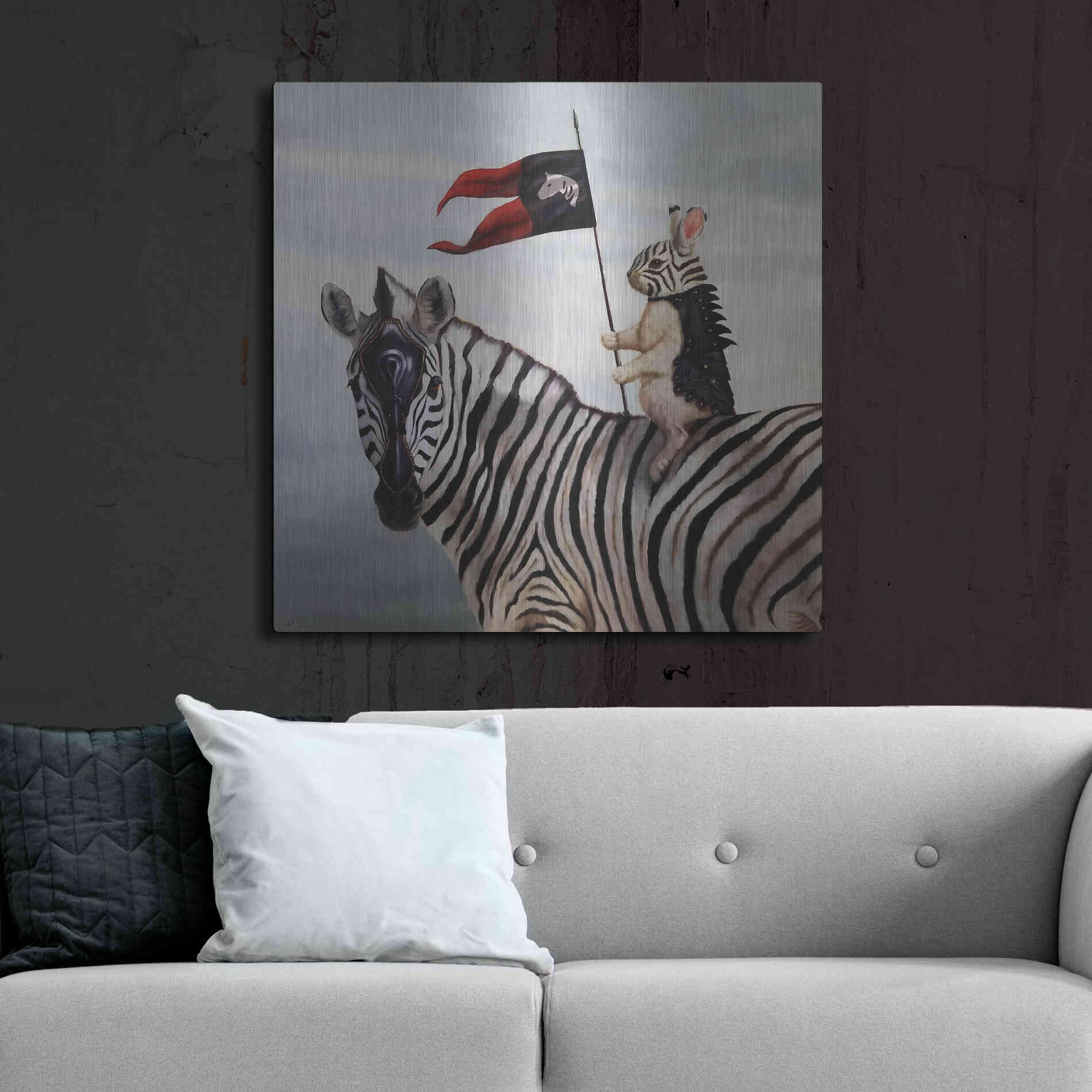 Luxe Metal Art 'Striped Warrior' by Lucia Heffernan, Metal Wall Art,36x36