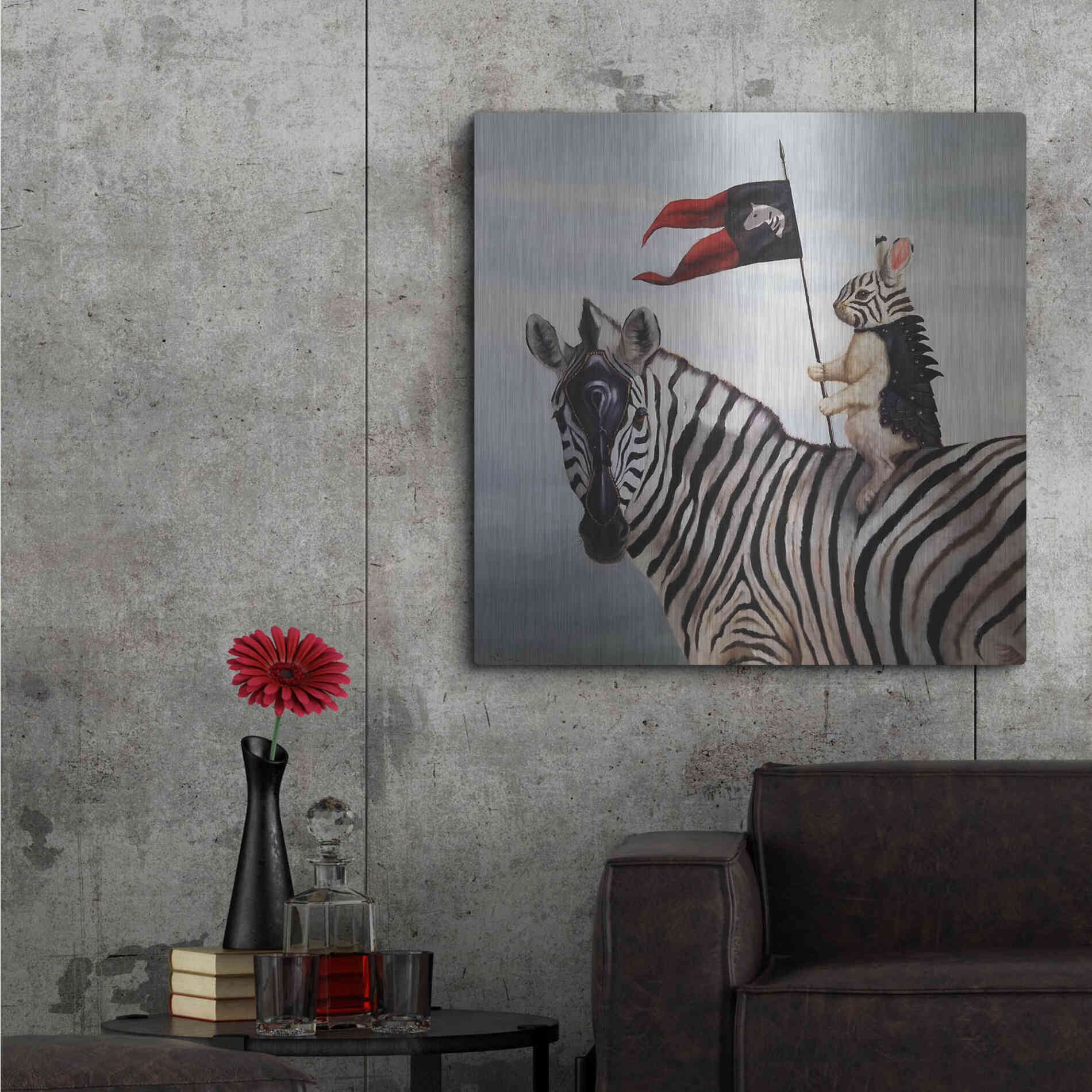 Luxe Metal Art 'Striped Warrior' by Lucia Heffernan, Metal Wall Art,36x36