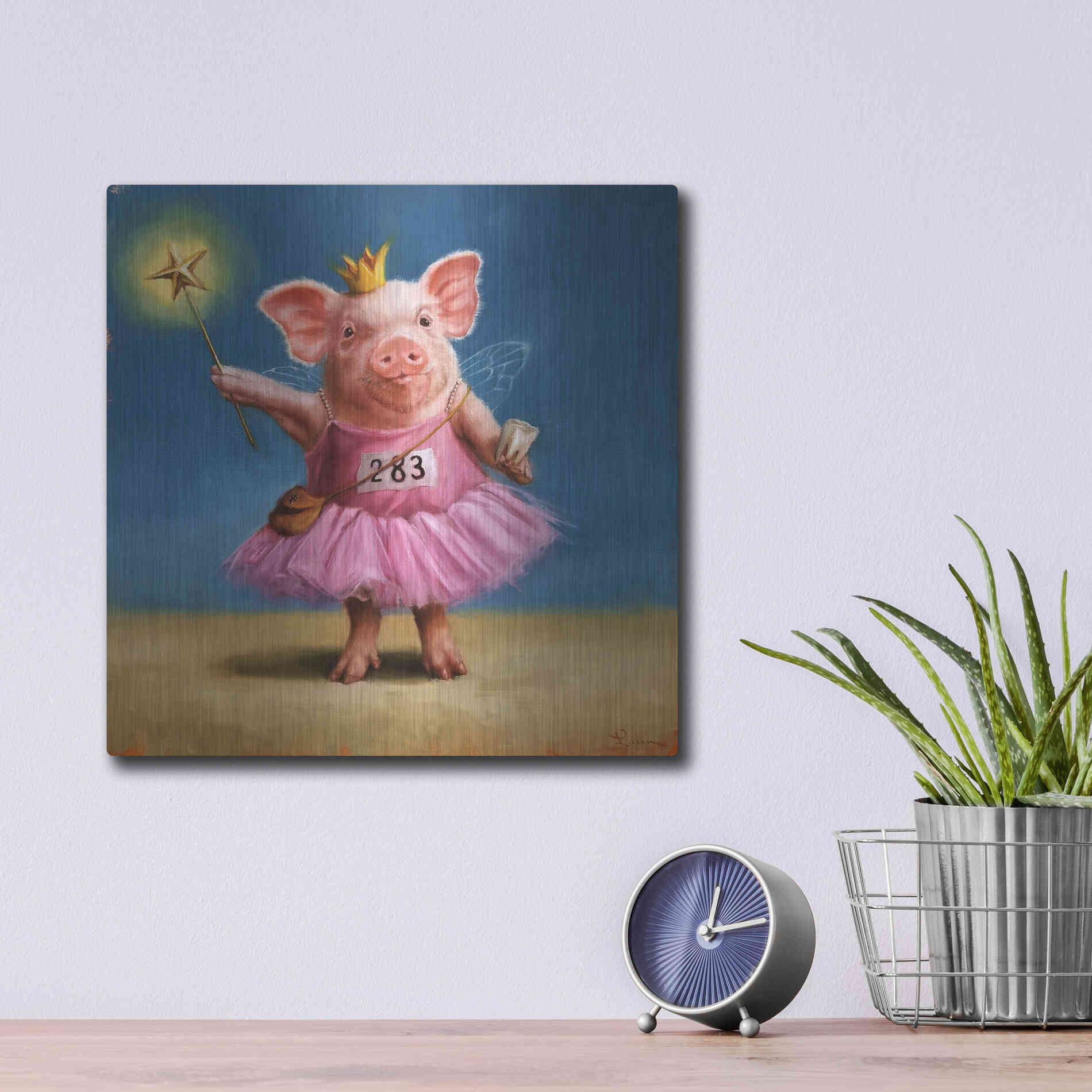 Luxe Metal Art 'Tooth Fairy' by Lucia Heffernan, Metal Wall Art,12x12