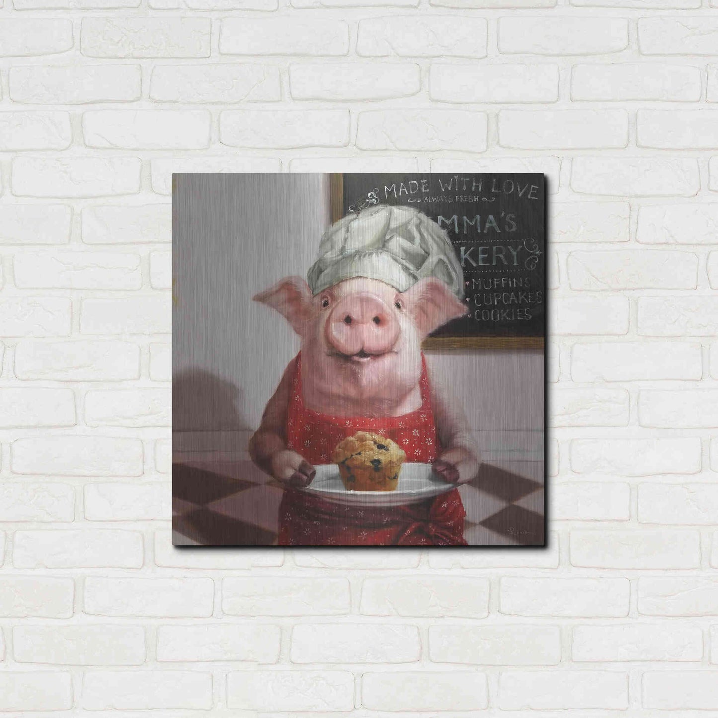 Luxe Metal Art 'Pinkies Bakery' by Lucia Heffernan, Metal Wall Art,24x24