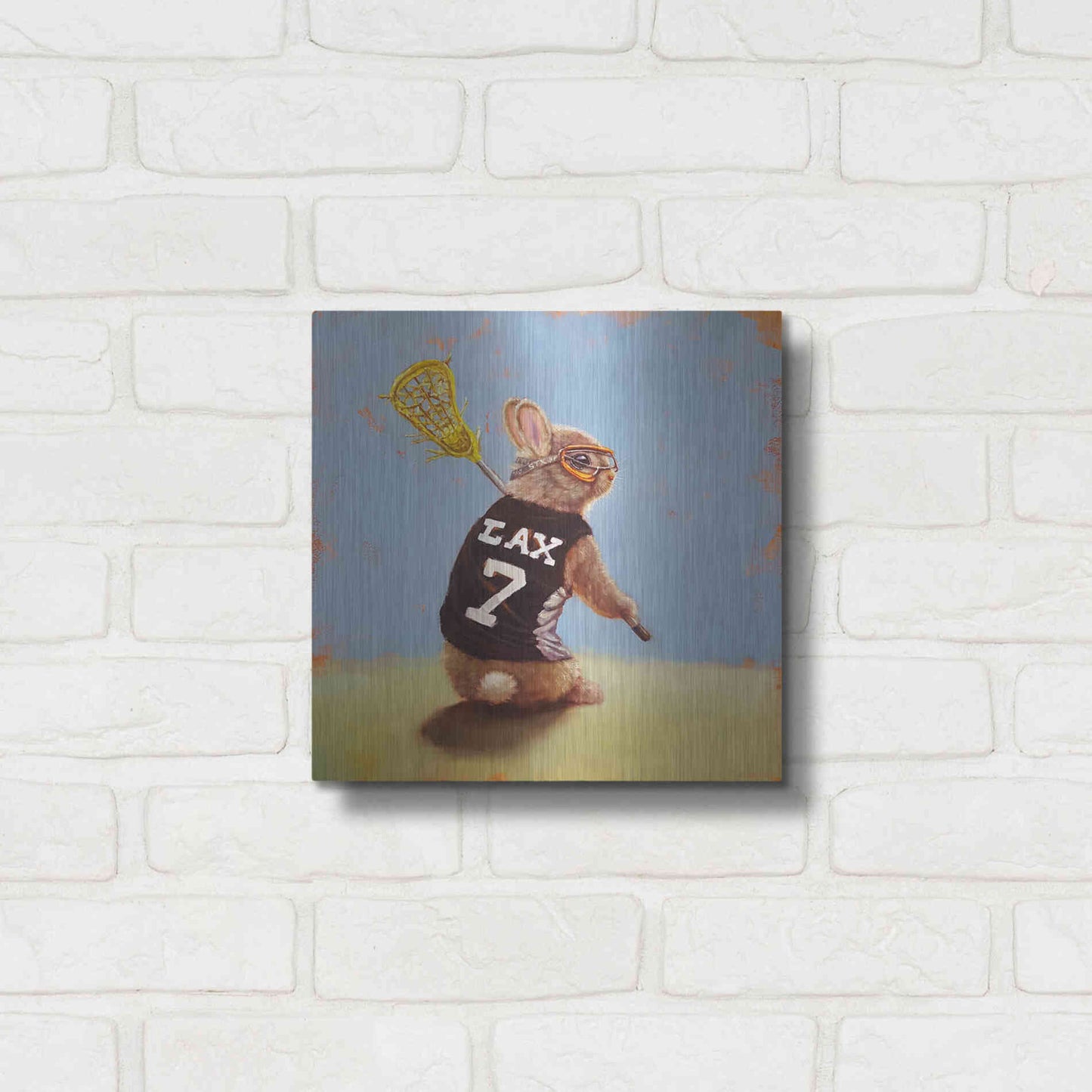 Luxe Metal Art 'Lax Bunny' by Lucia Heffernan, Metal Wall Art,12x12