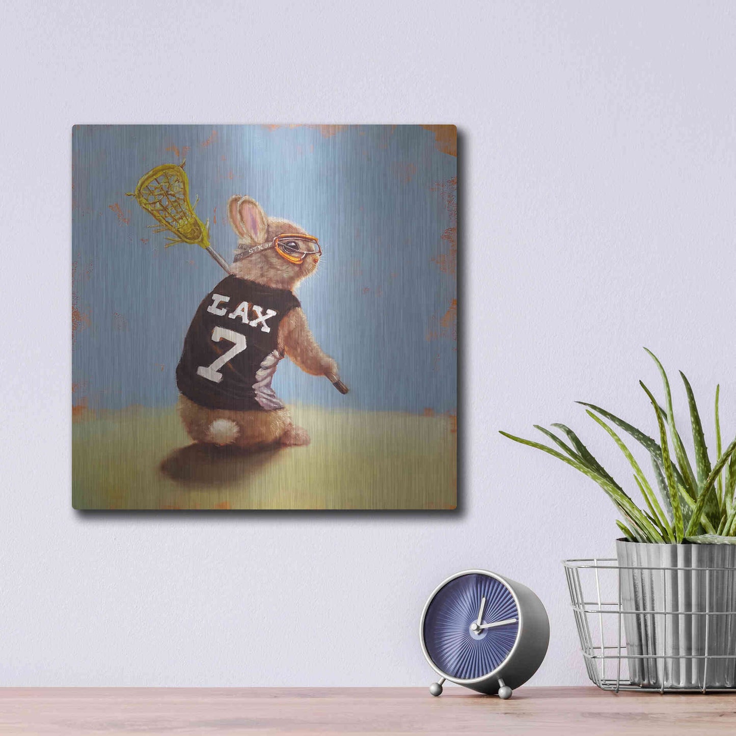 Luxe Metal Art 'Lax Bunny' by Lucia Heffernan, Metal Wall Art,12x12