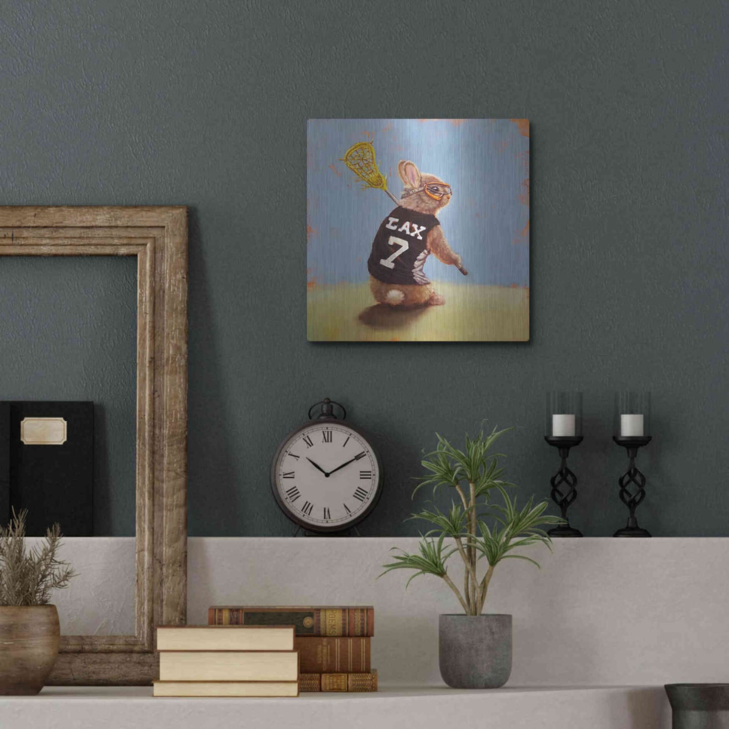 Luxe Metal Art 'Lax Bunny' by Lucia Heffernan, Metal Wall Art,12x12