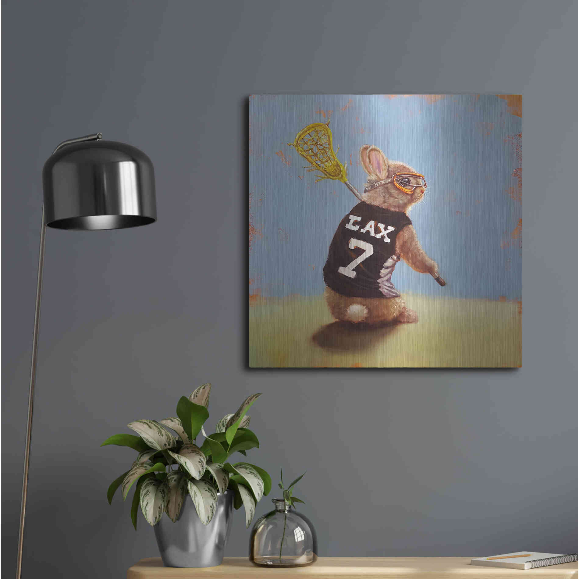 Luxe Metal Art 'Lax Bunny' by Lucia Heffernan, Metal Wall Art,24x24