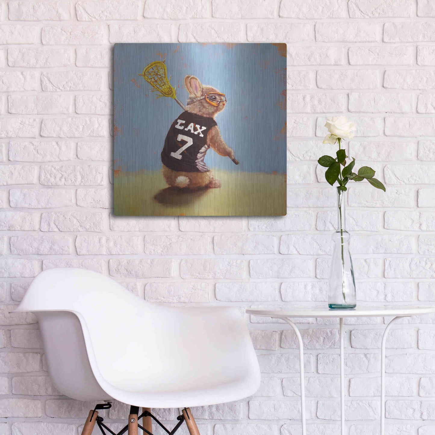 Luxe Metal Art 'Lax Bunny' by Lucia Heffernan, Metal Wall Art,24x24