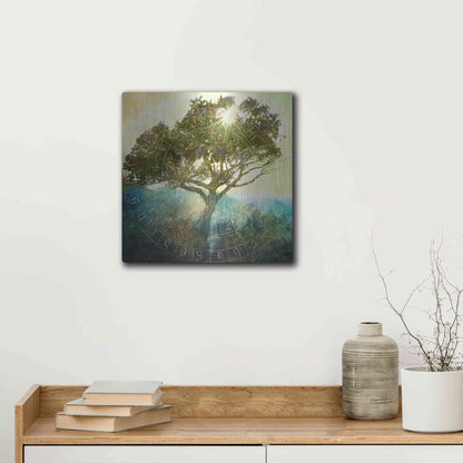 Luxe Metal Art 'Tree And Sun' by Elena Ray, Metal Wall Art,12x12