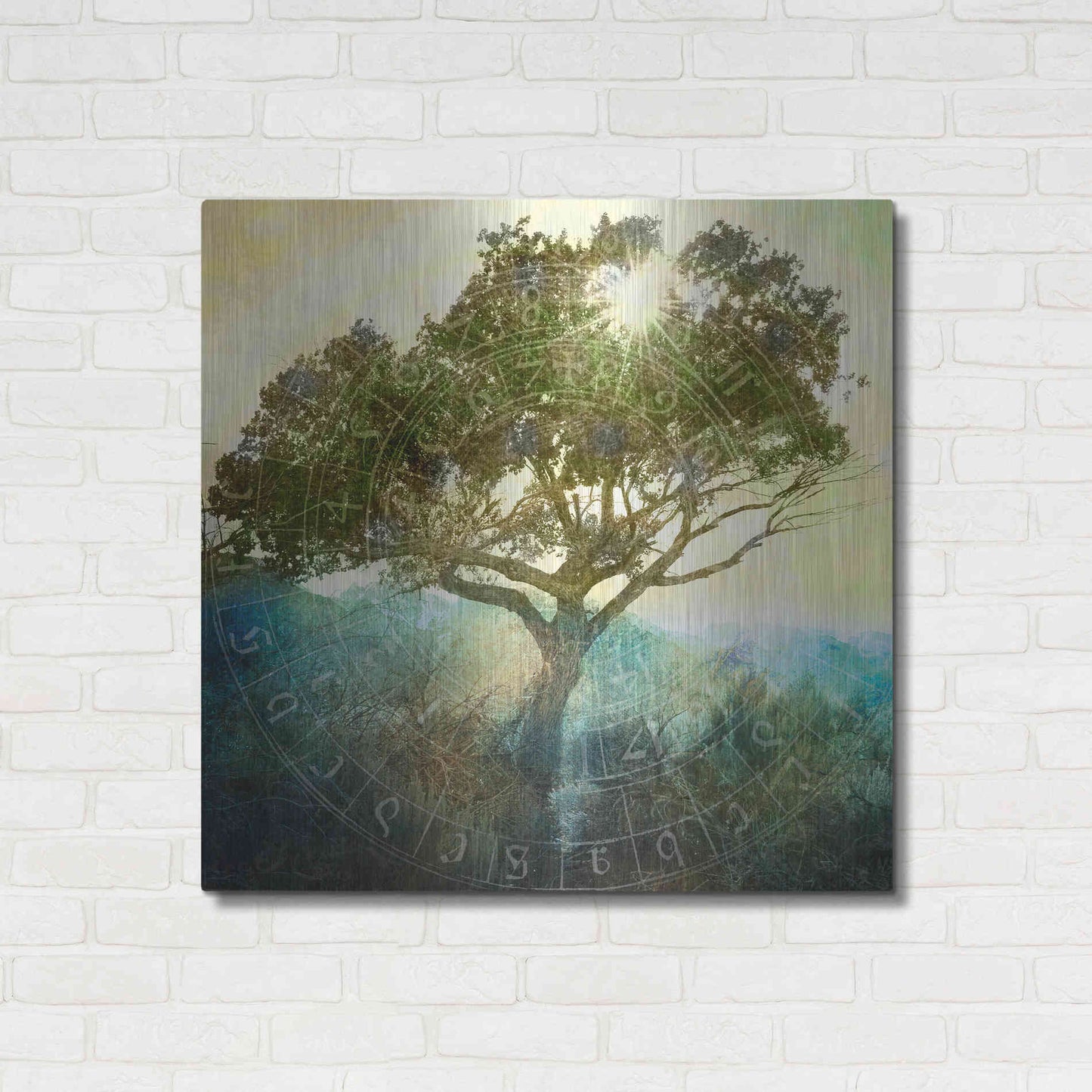 Luxe Metal Art 'Tree And Sun' by Elena Ray, Metal Wall Art,36x36