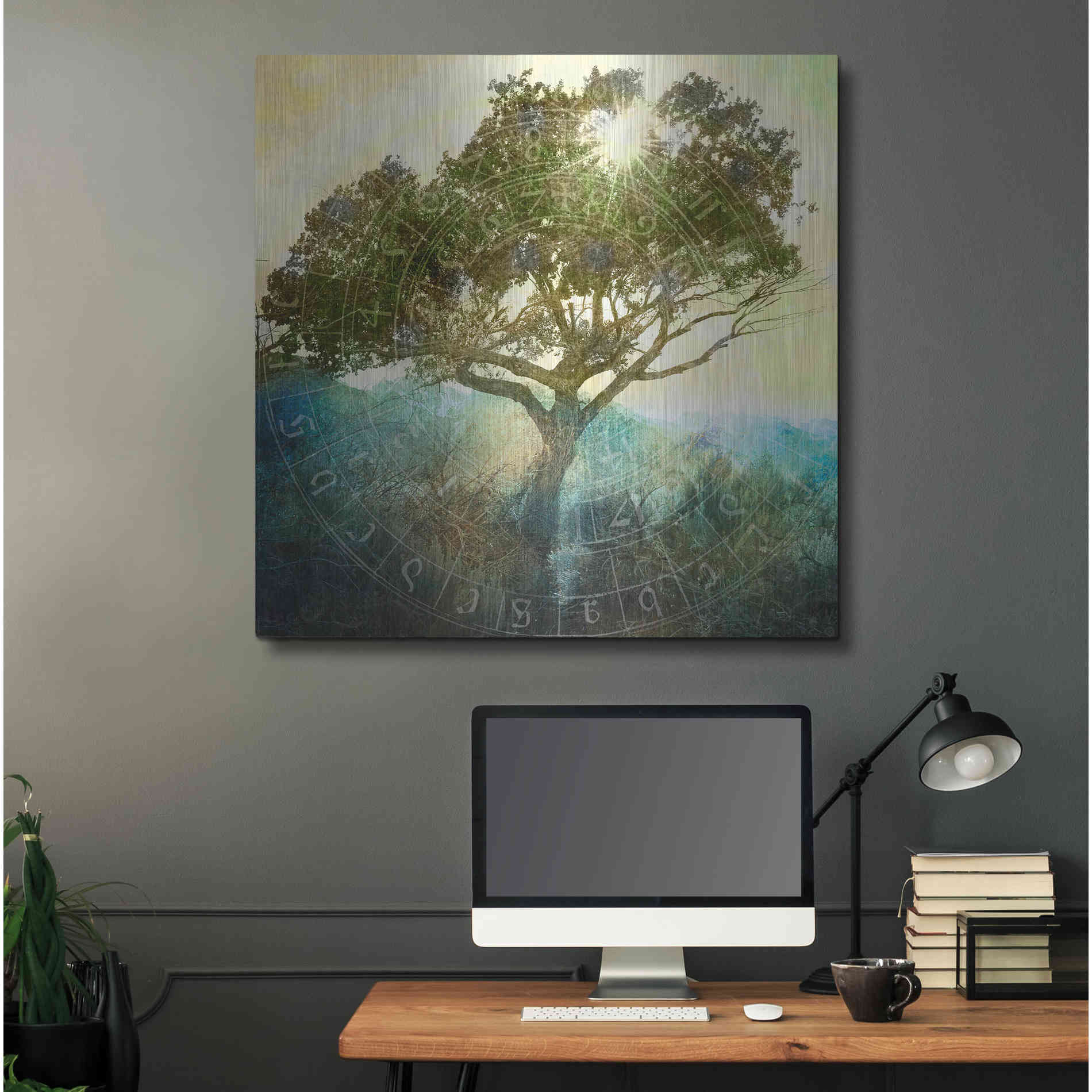 Luxe Metal Art 'Tree And Sun' by Elena Ray, Metal Wall Art,36x36