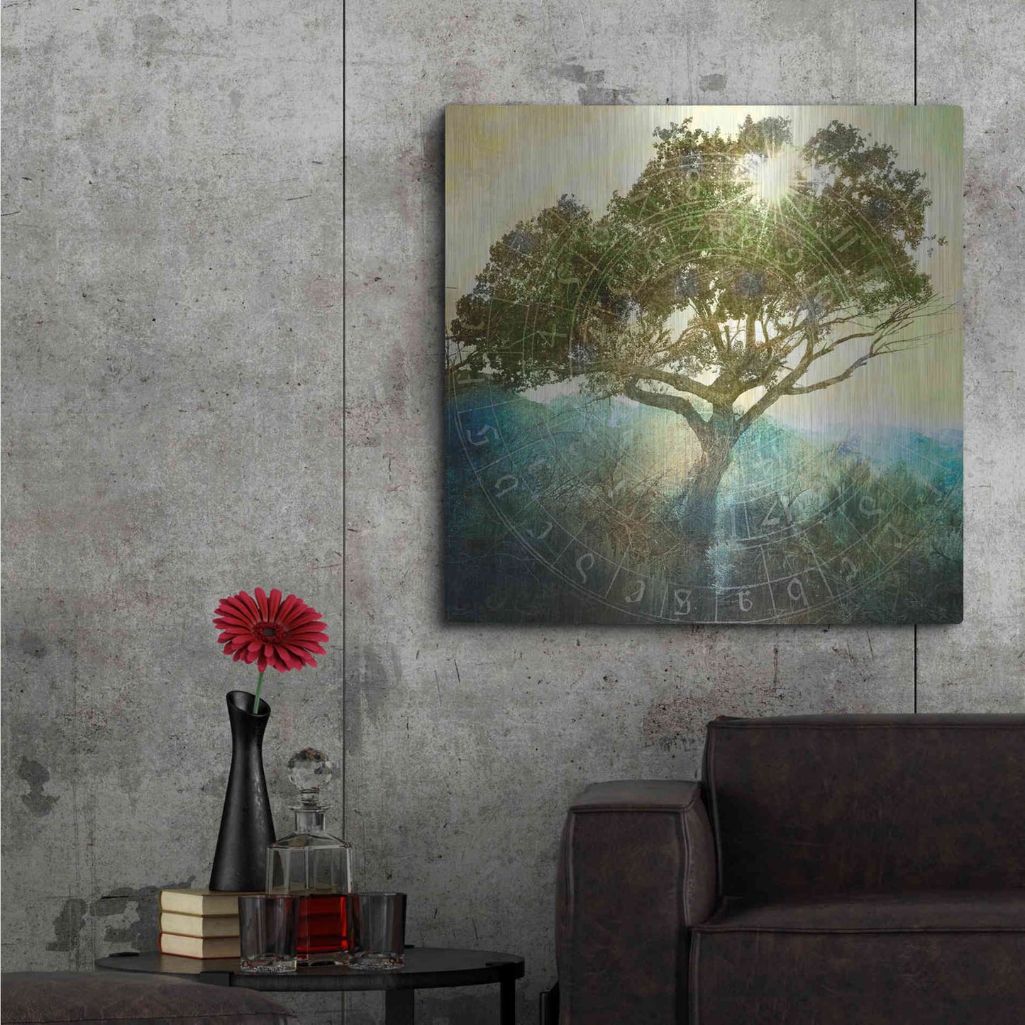 Luxe Metal Art 'Tree And Sun' by Elena Ray, Metal Wall Art,36x36