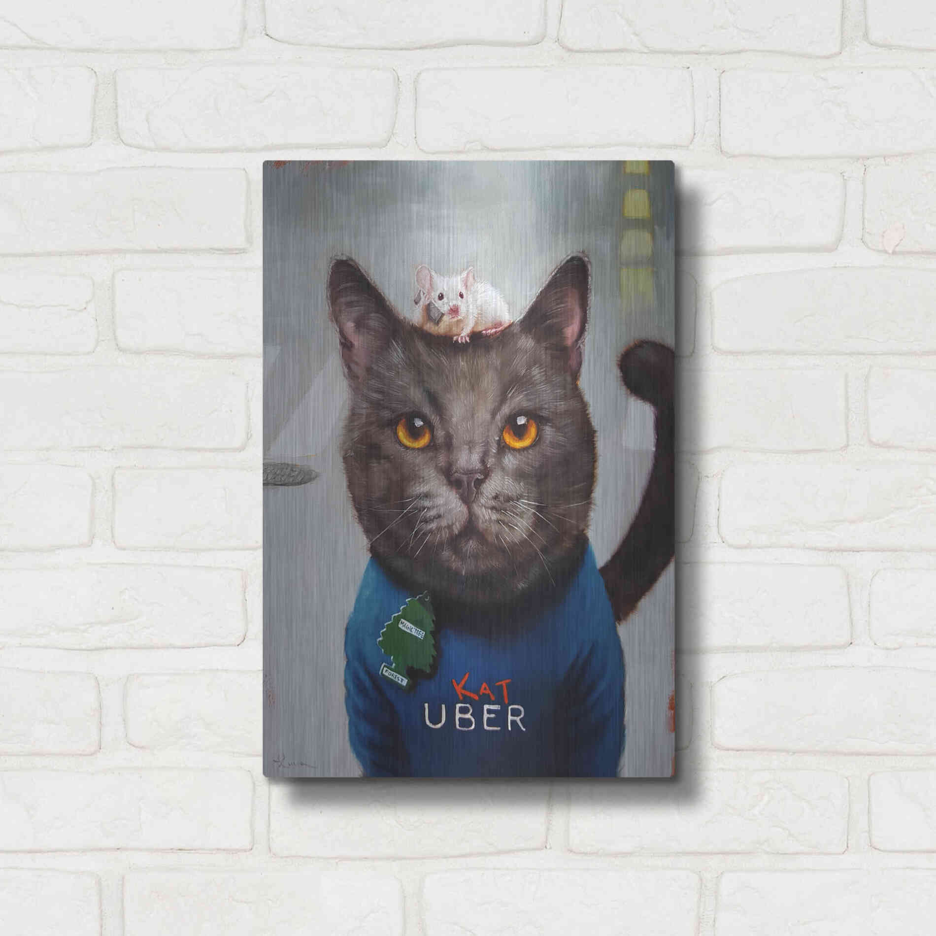 Luxe Metal Art 'Cat Uber' by Lucia Heffernan, Metal Wall Art,12x16