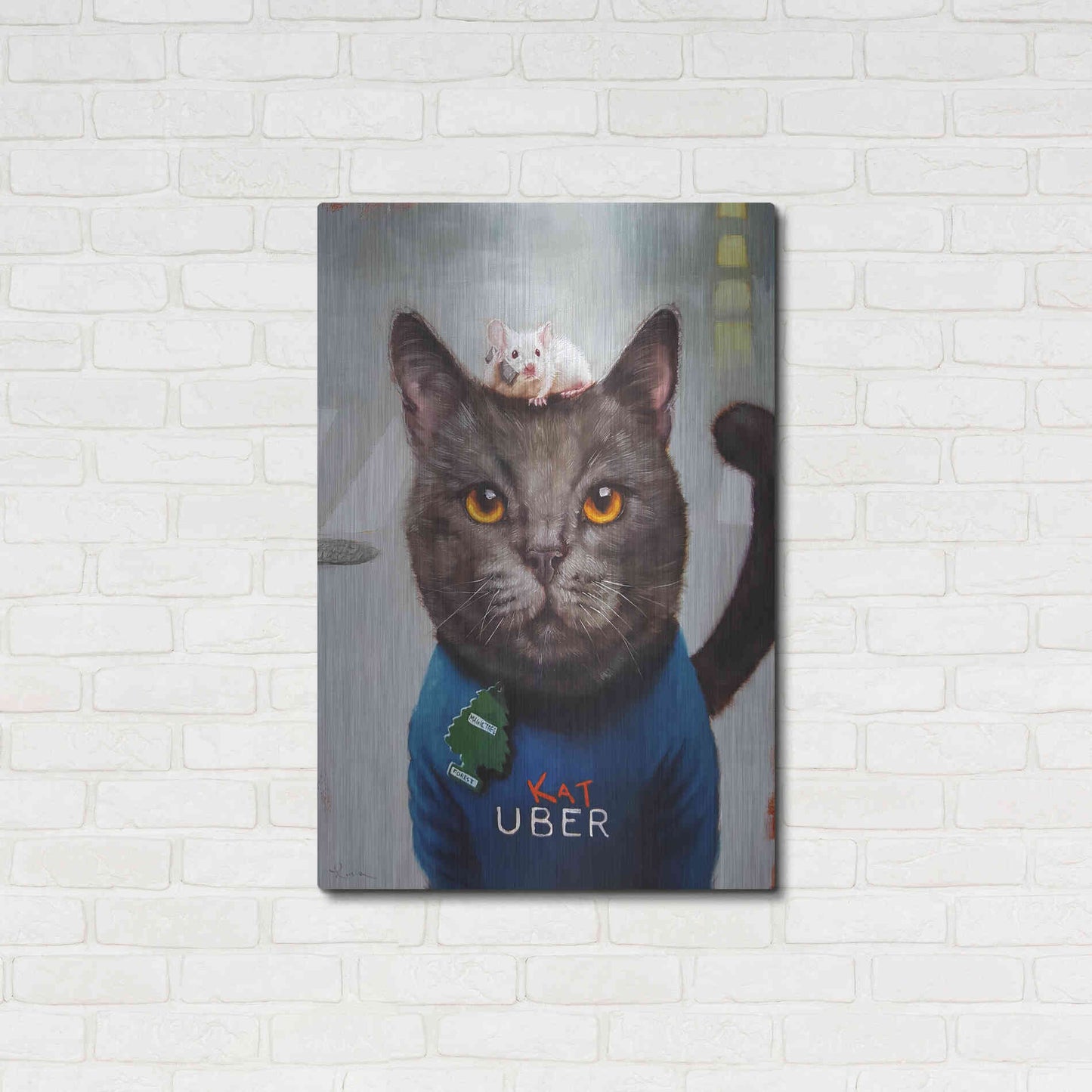 Luxe Metal Art 'Cat Uber' by Lucia Heffernan, Metal Wall Art,24x36