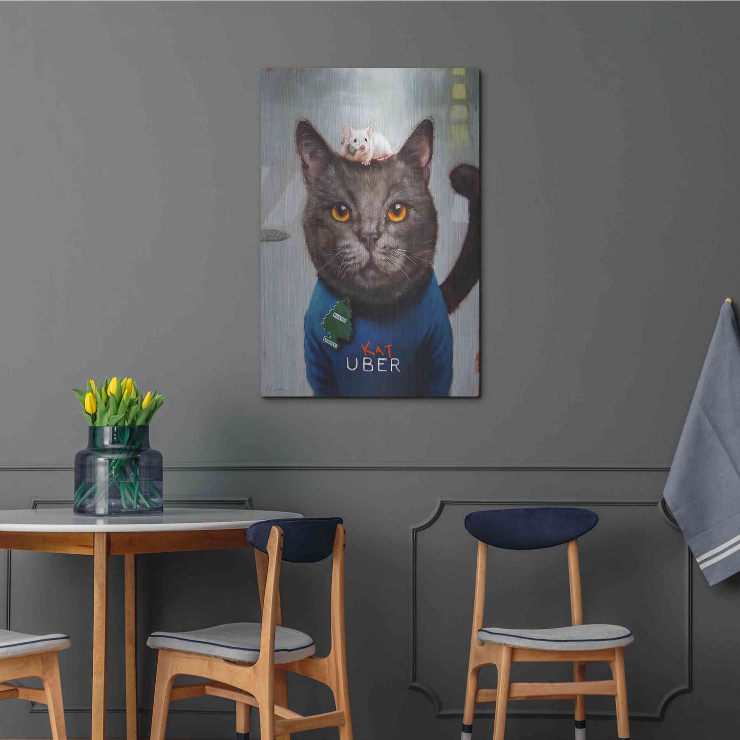 Luxe Metal Art 'Cat Uber' by Lucia Heffernan, Metal Wall Art,24x36