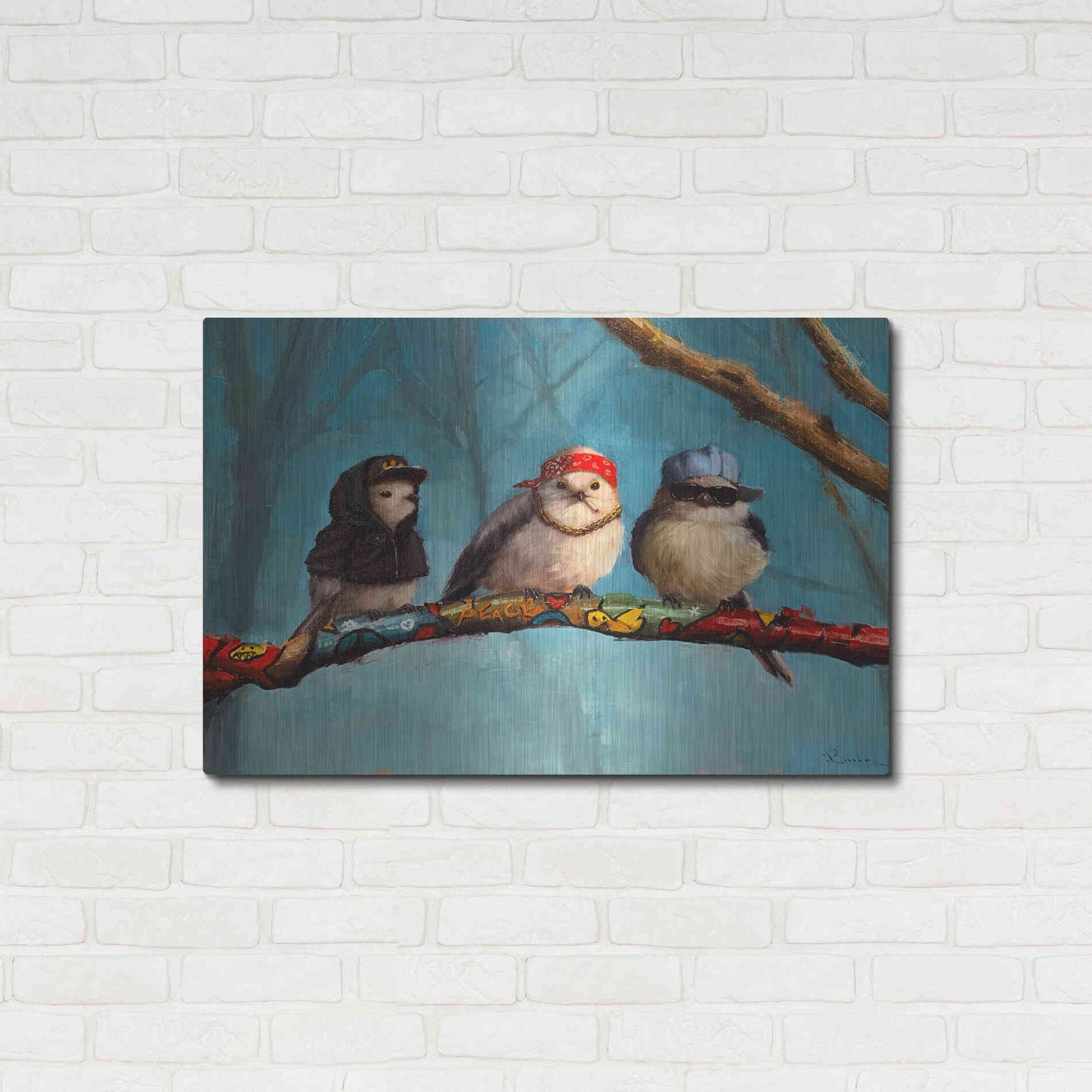 Luxe Metal Art 'Birdz In Da Hood' by Lucia Heffernan, Metal Wall Art,36x24