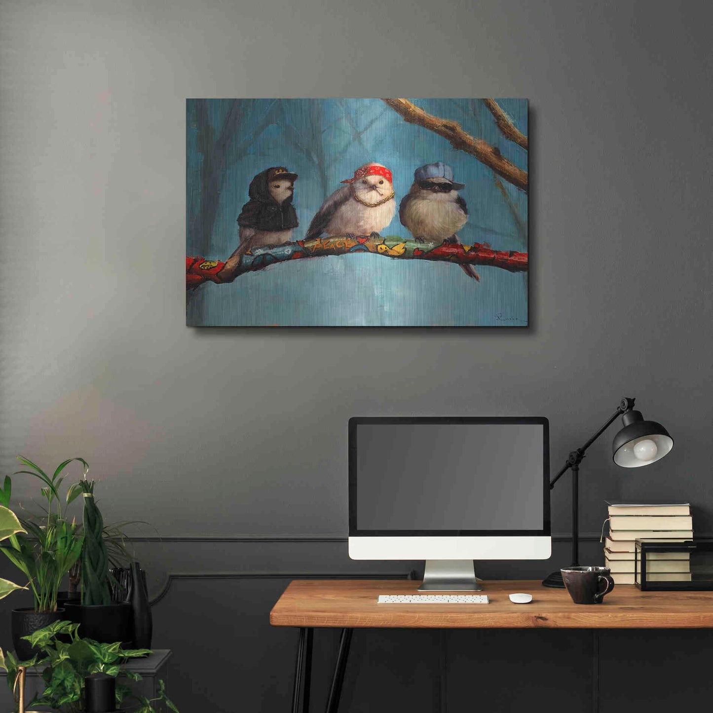 Luxe Metal Art 'Birdz In Da Hood' by Lucia Heffernan, Metal Wall Art,36x24