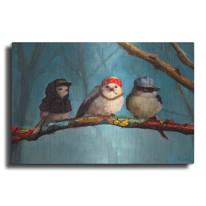 Luxe Metal Art 'Birdz In Da Hood' by Lucia Heffernan, Metal Wall Art