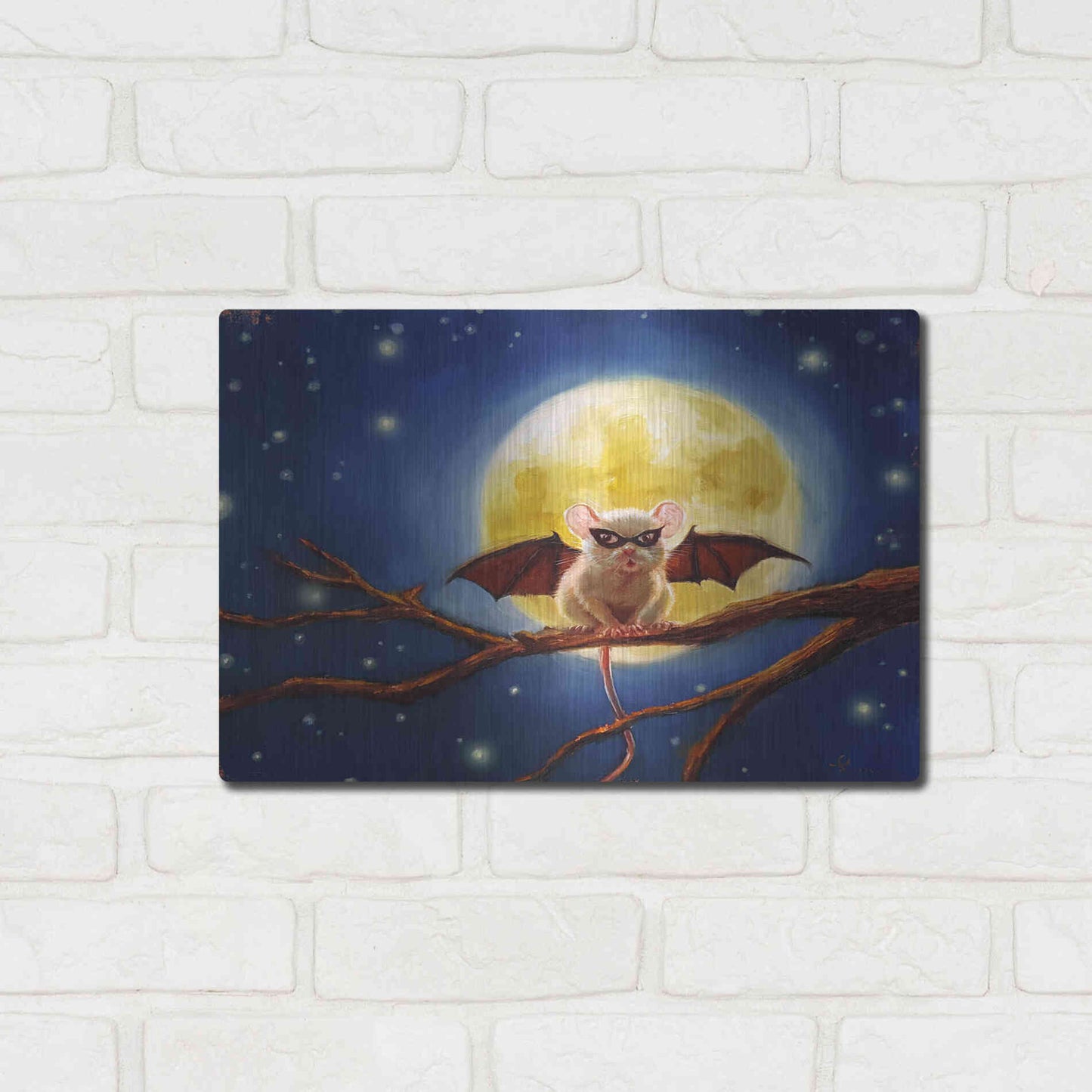 Luxe Metal Art 'Fledemaus' by Lucia Heffernan, Metal Wall Art,16x12