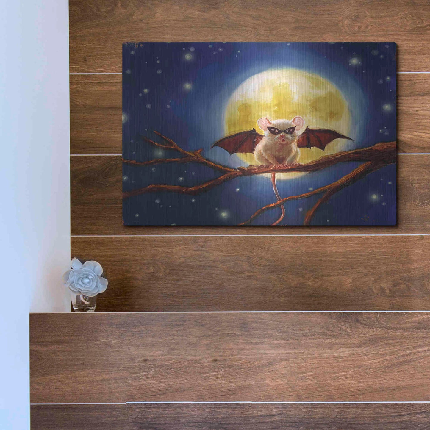 Luxe Metal Art 'Fledemaus' by Lucia Heffernan, Metal Wall Art,16x12