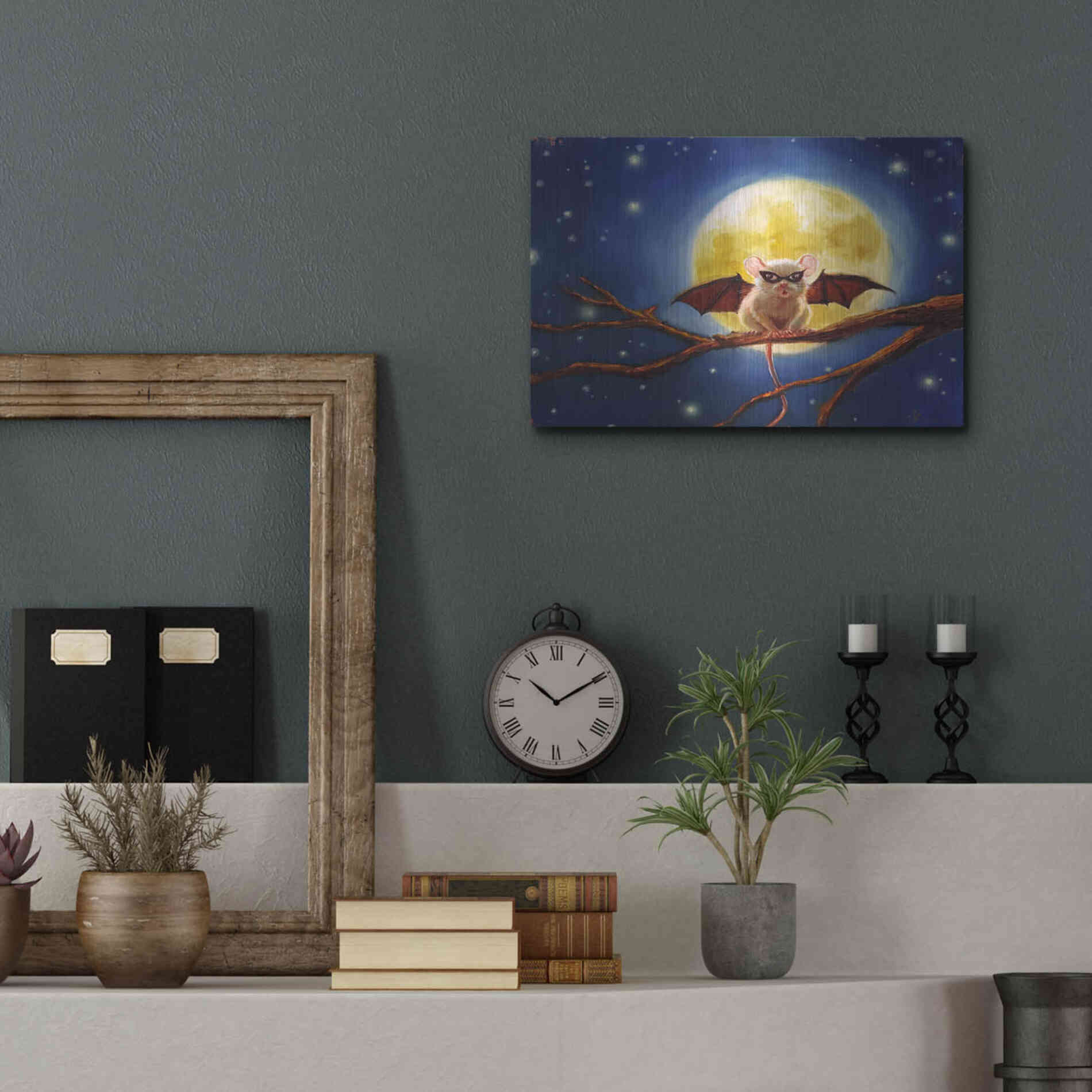 Luxe Metal Art 'Fledemaus' by Lucia Heffernan, Metal Wall Art,16x12