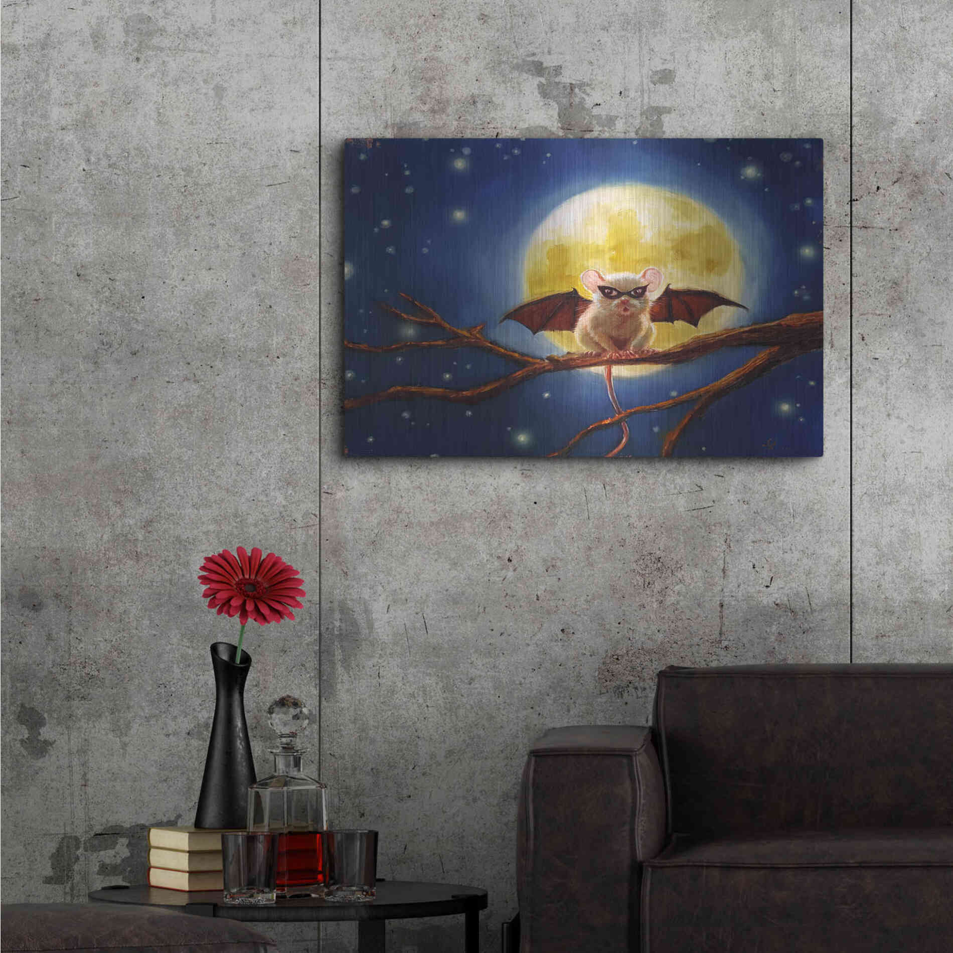 Luxe Metal Art 'Fledemaus' by Lucia Heffernan, Metal Wall Art,36x24