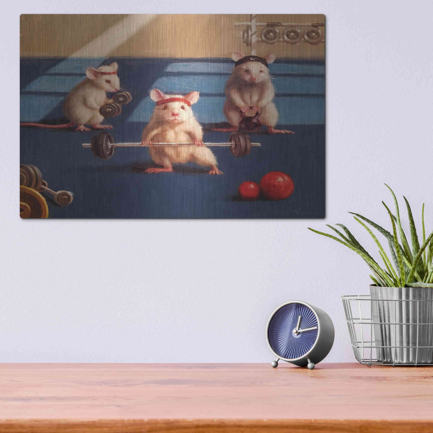 Luxe Metal Art 'Gym Rats' by Lucia Heffernan, Metal Wall Art,16x12