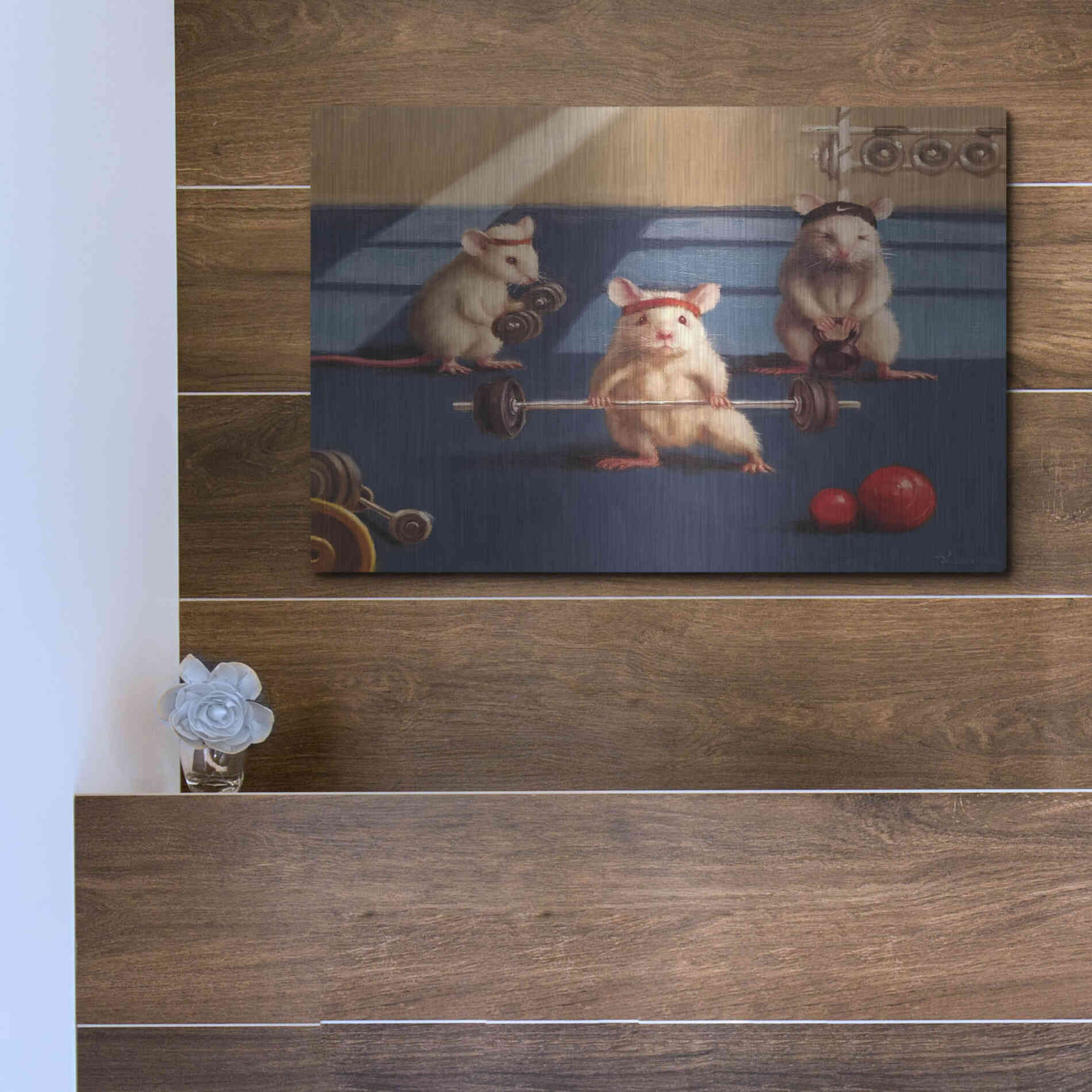 Luxe Metal Art 'Gym Rats' by Lucia Heffernan, Metal Wall Art,16x12