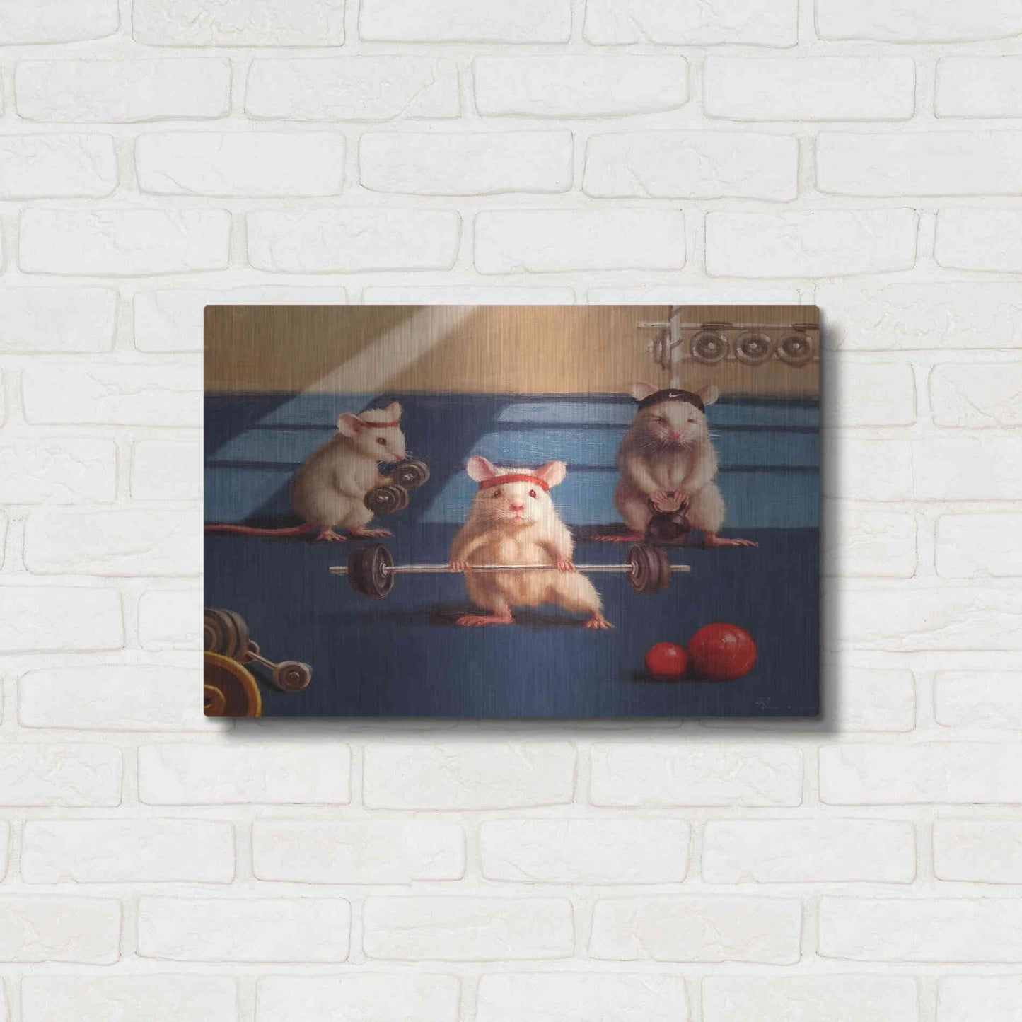 Luxe Metal Art 'Gym Rats' by Lucia Heffernan, Metal Wall Art,24x16
