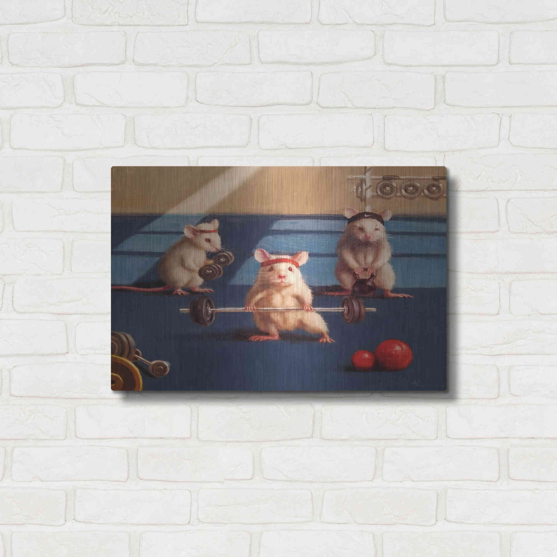 Luxe Metal Art 'Gym Rats' by Lucia Heffernan, Metal Wall Art,24x16