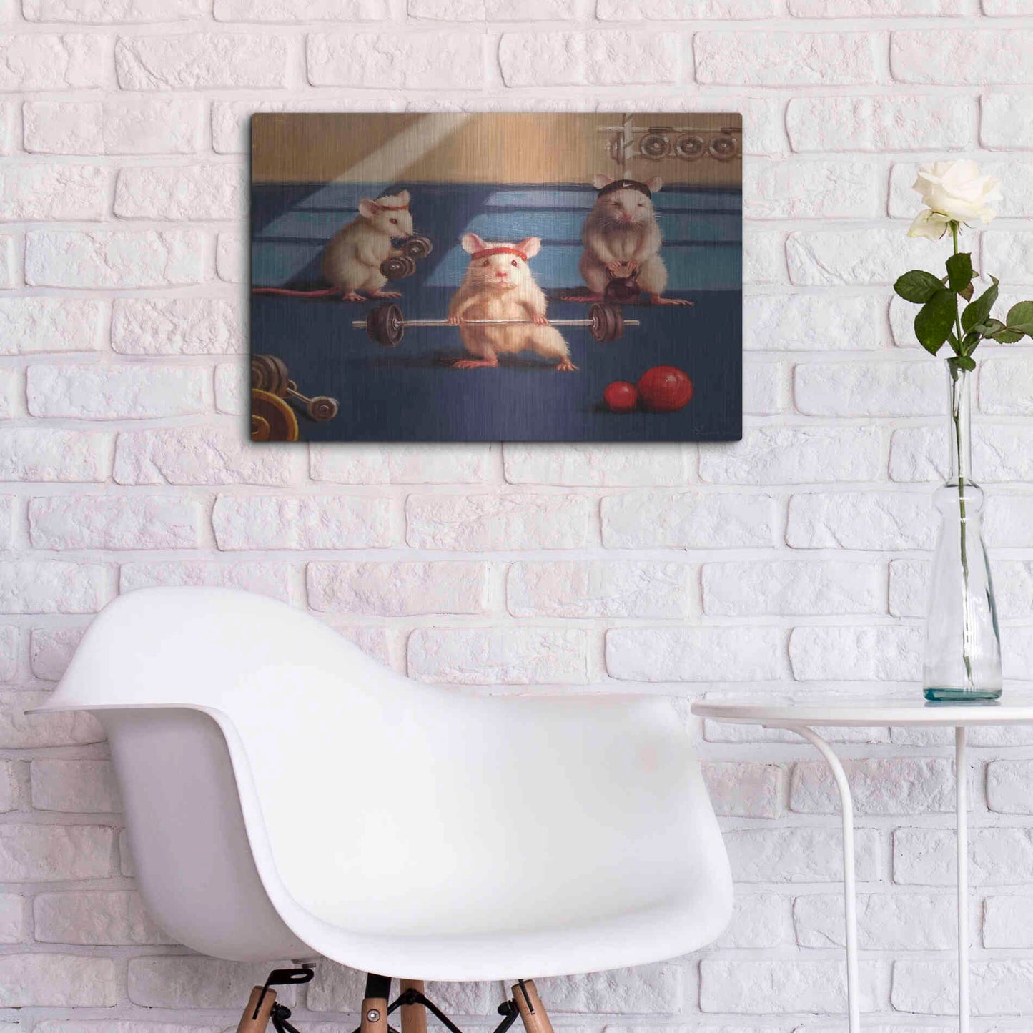 Luxe Metal Art 'Gym Rats' by Lucia Heffernan, Metal Wall Art,24x16