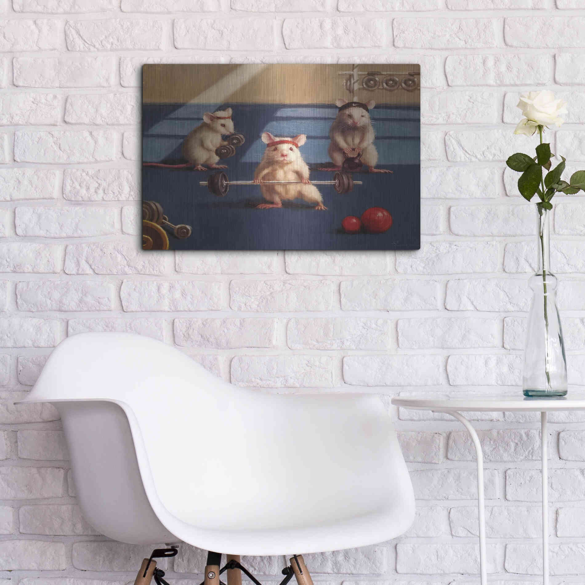 Luxe Metal Art 'Gym Rats' by Lucia Heffernan, Metal Wall Art,24x16