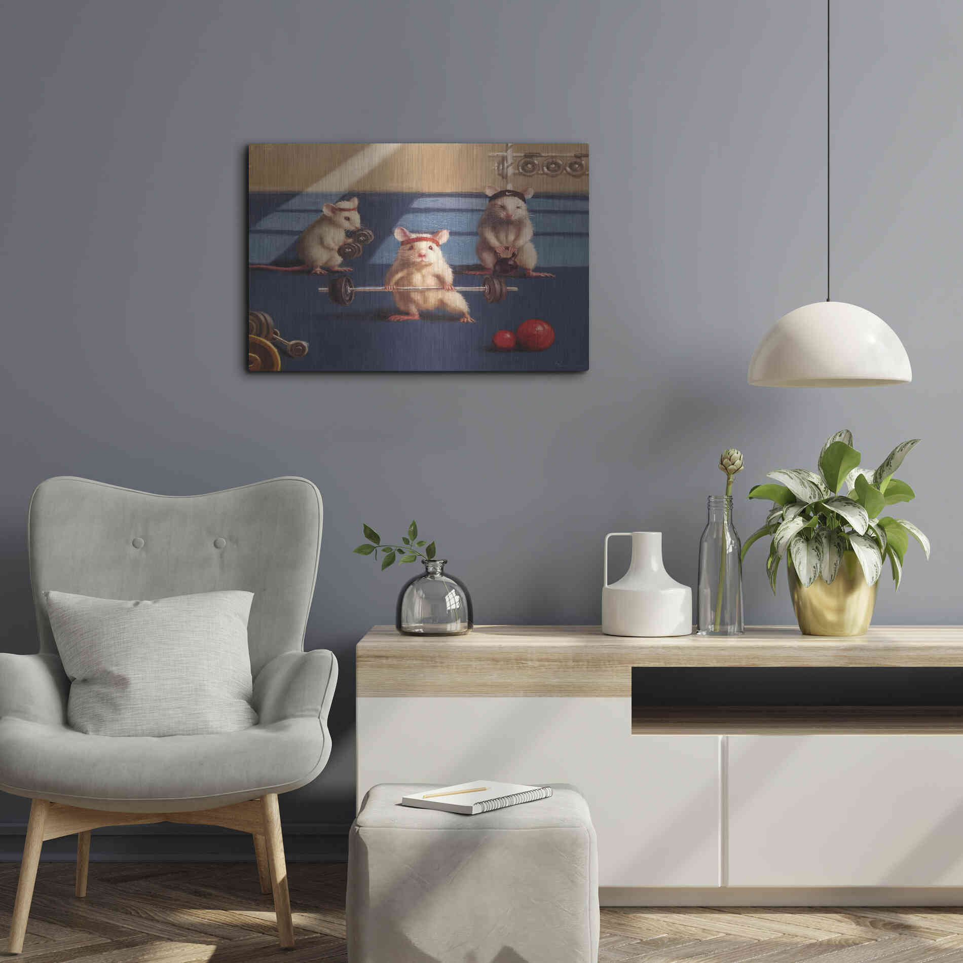 Luxe Metal Art 'Gym Rats' by Lucia Heffernan, Metal Wall Art,24x16