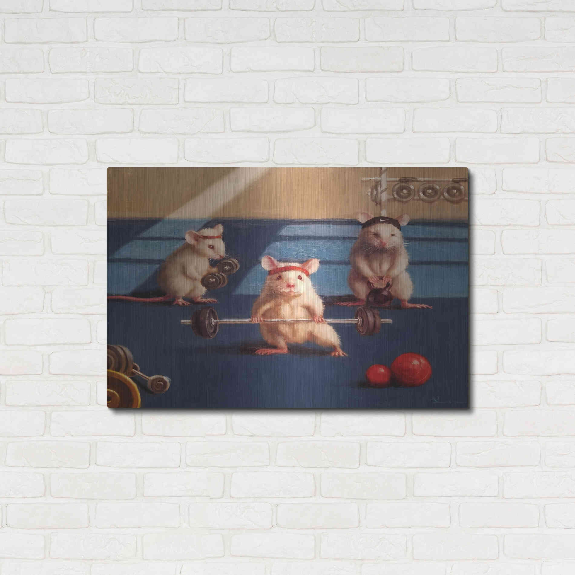 Luxe Metal Art 'Gym Rats' by Lucia Heffernan, Metal Wall Art,36x24