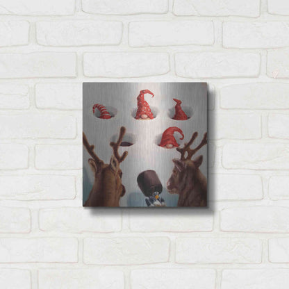 Luxe Metal Art 'Whack-An-Elf' by Lucia Heffernan, Metal Wall Art,12x12