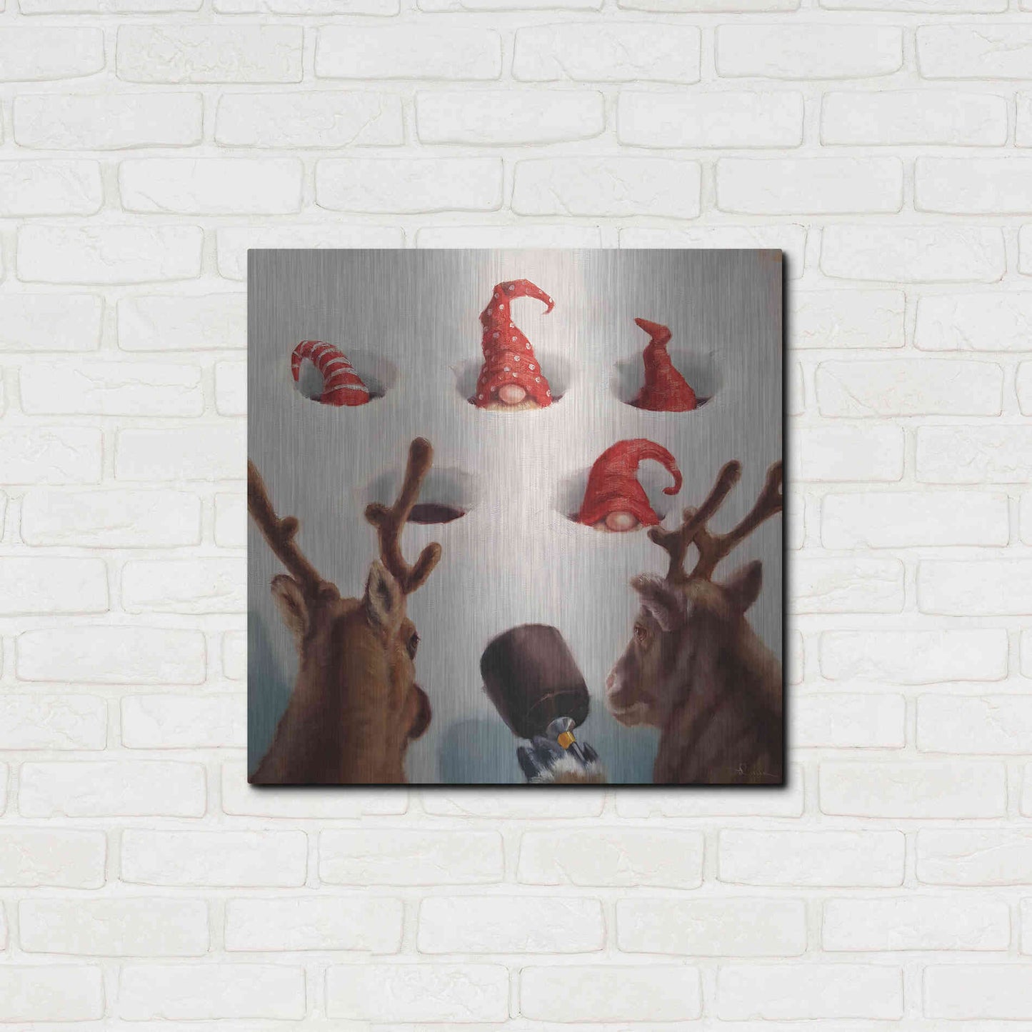 Luxe Metal Art 'Whack-An-Elf' by Lucia Heffernan, Metal Wall Art,24x24