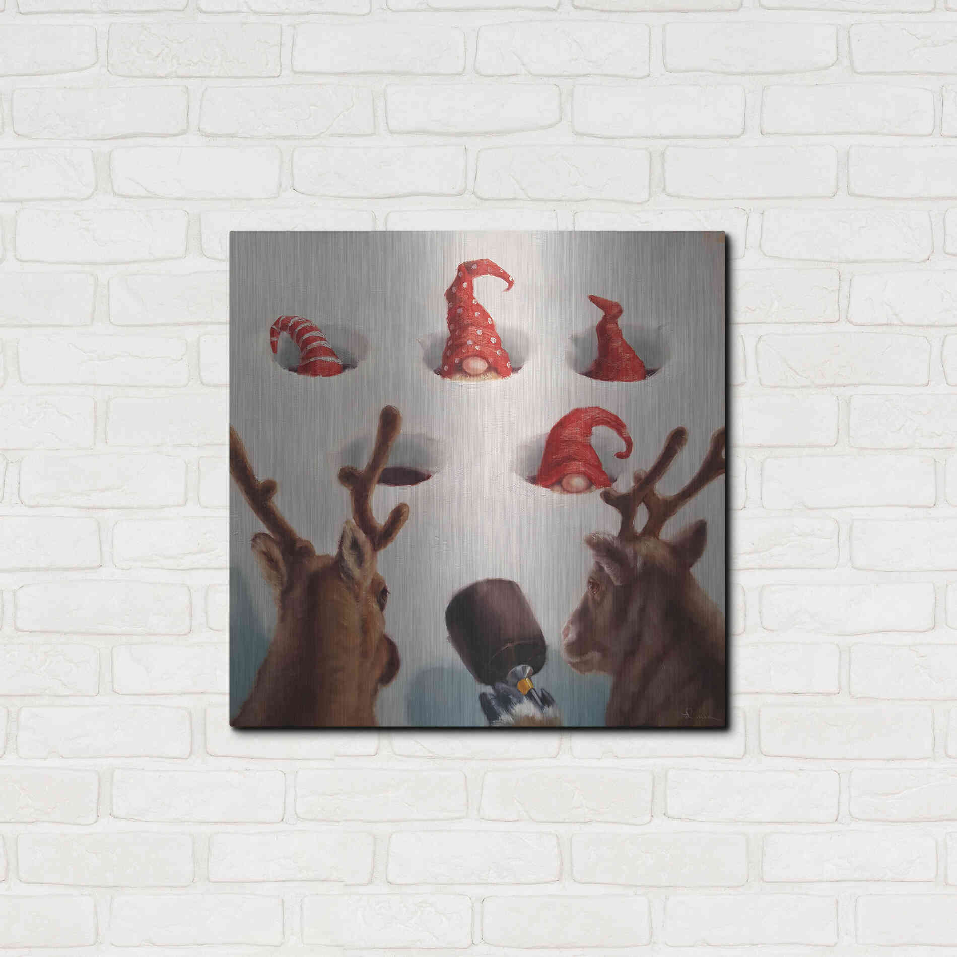 Luxe Metal Art 'Whack-An-Elf' by Lucia Heffernan, Metal Wall Art,24x24