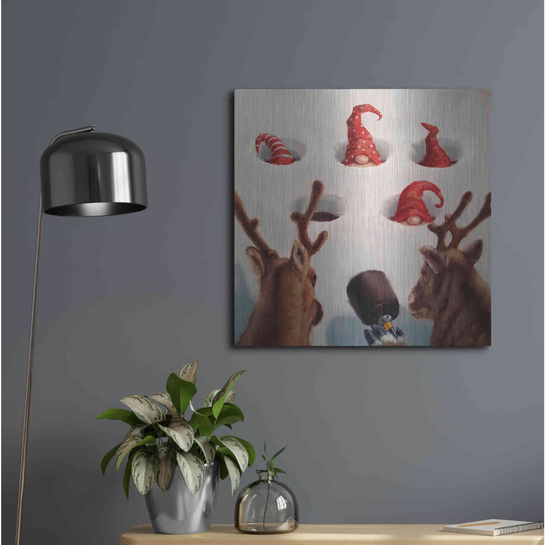 Luxe Metal Art 'Whack-An-Elf' by Lucia Heffernan, Metal Wall Art,24x24