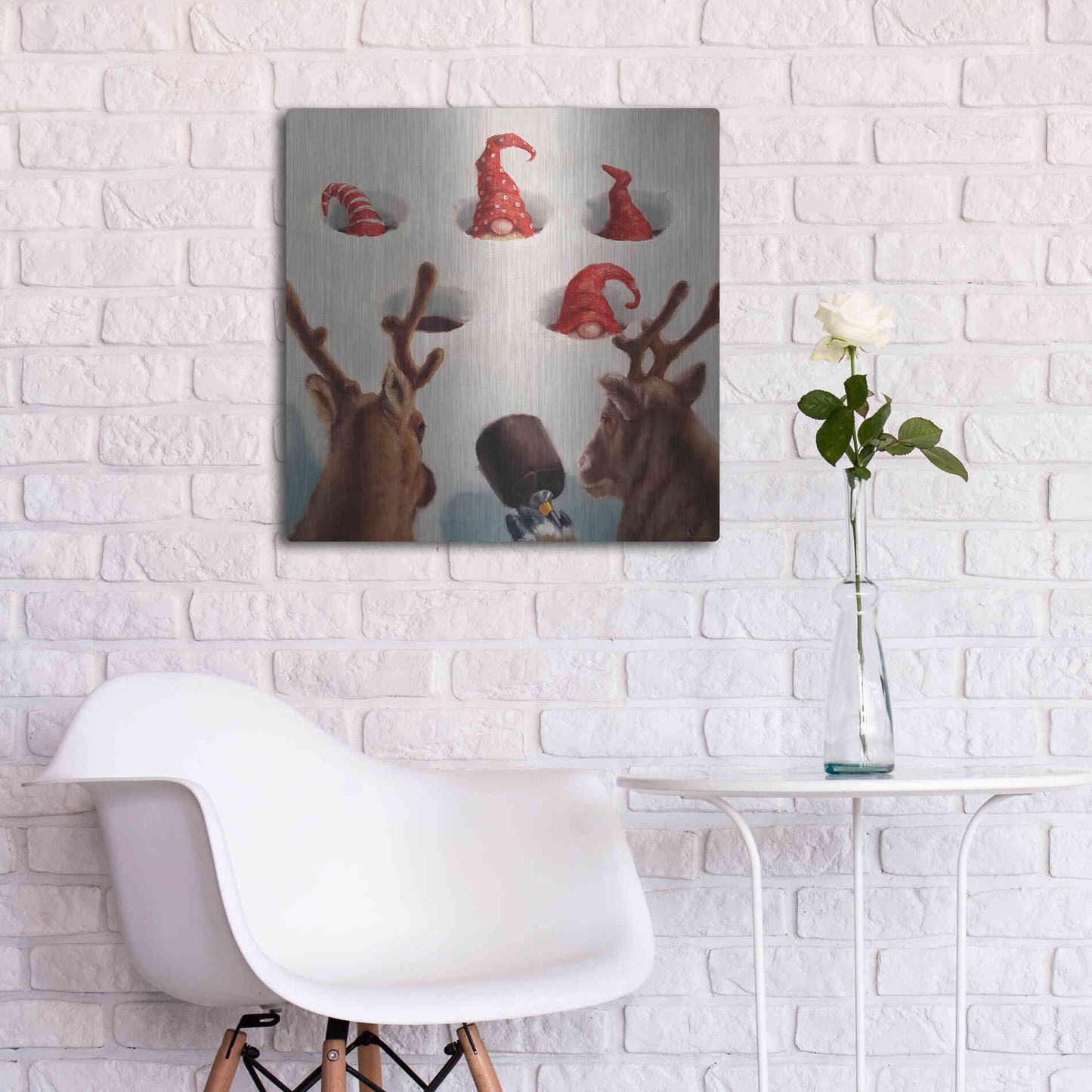 Luxe Metal Art 'Whack-An-Elf' by Lucia Heffernan, Metal Wall Art,24x24