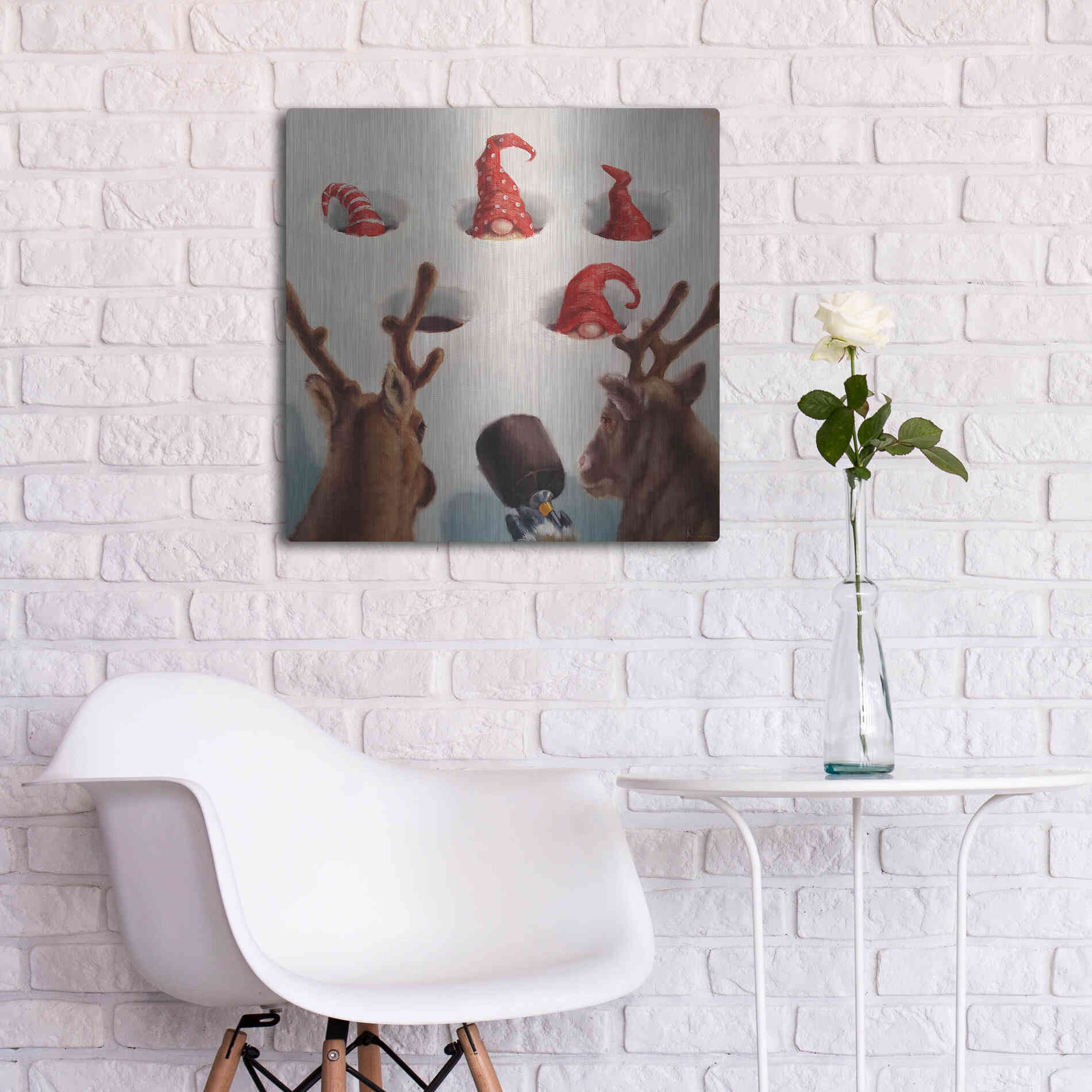 Luxe Metal Art 'Whack-An-Elf' by Lucia Heffernan, Metal Wall Art,24x24