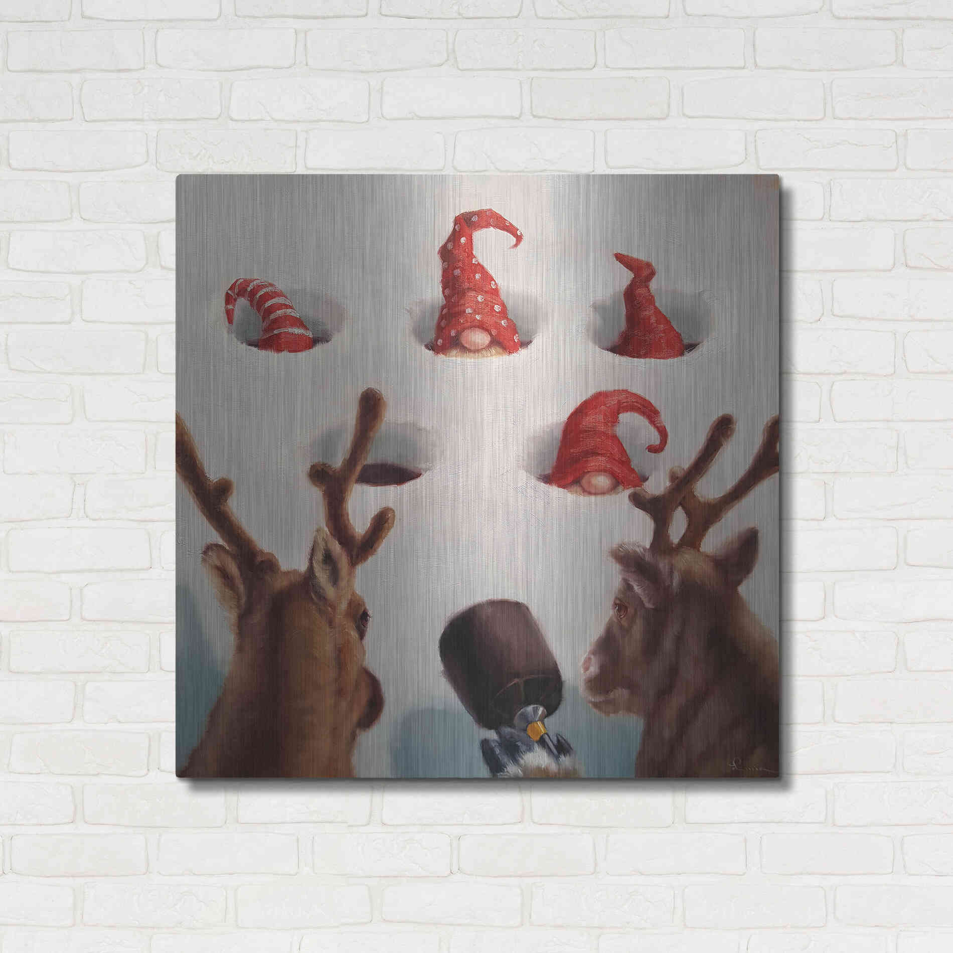 Luxe Metal Art 'Whack-An-Elf' by Lucia Heffernan, Metal Wall Art,36x36