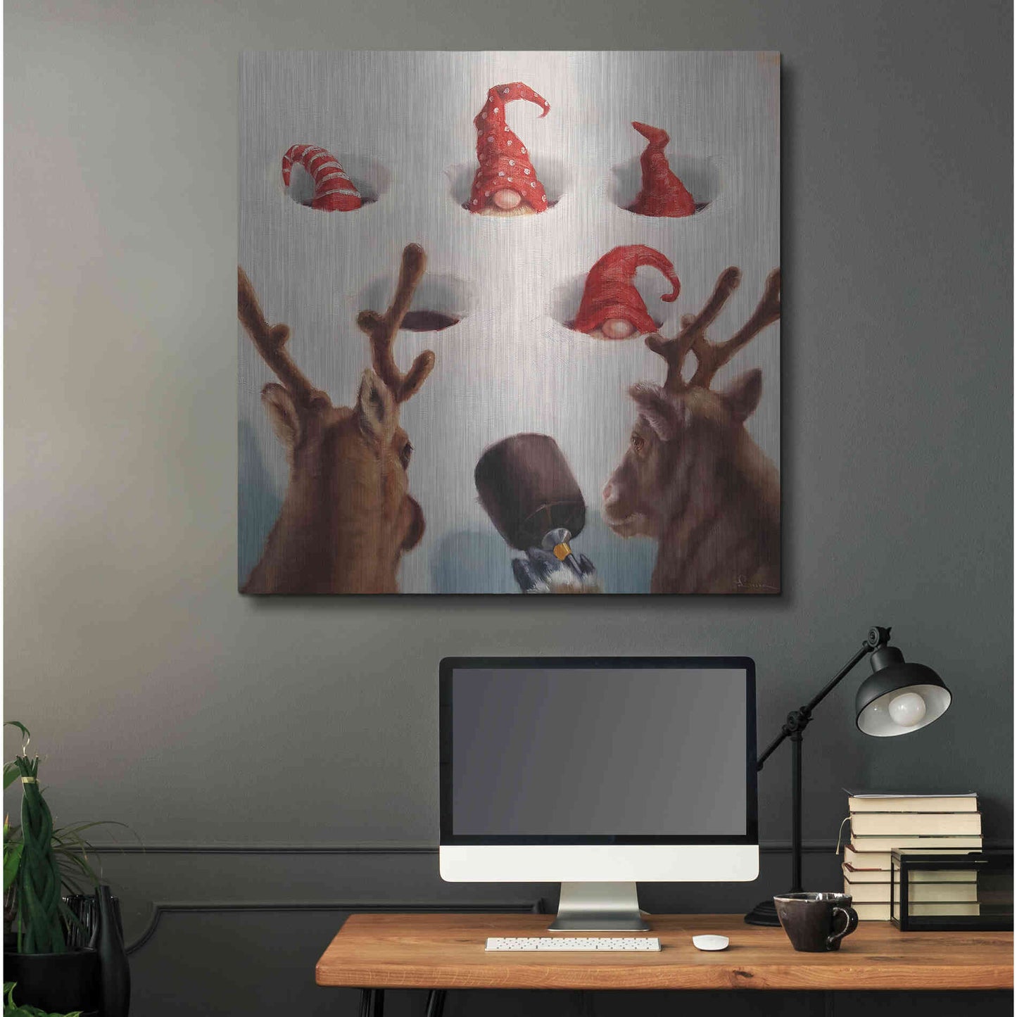 Luxe Metal Art 'Whack-An-Elf' by Lucia Heffernan, Metal Wall Art,36x36