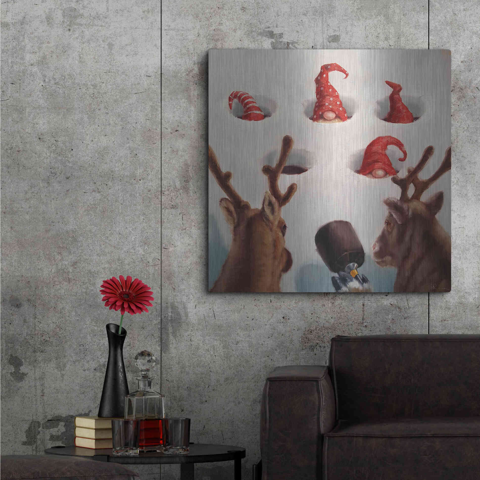 Luxe Metal Art 'Whack-An-Elf' by Lucia Heffernan, Metal Wall Art,36x36