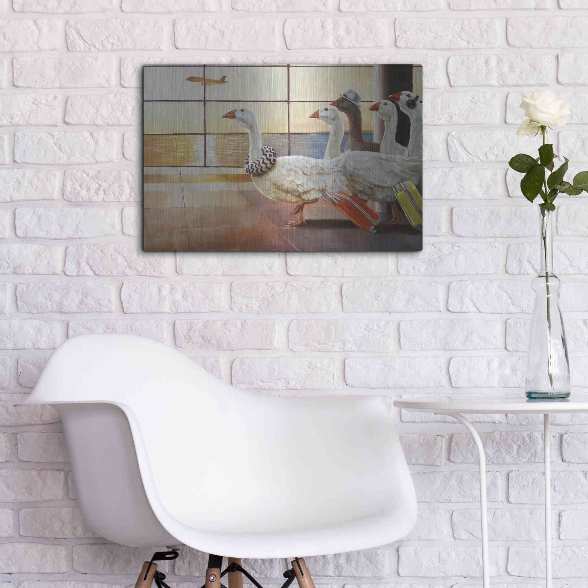 Luxe Metal Art 'First Class Migration' by Lucia Heffernan, Metal Wall Art,24x16