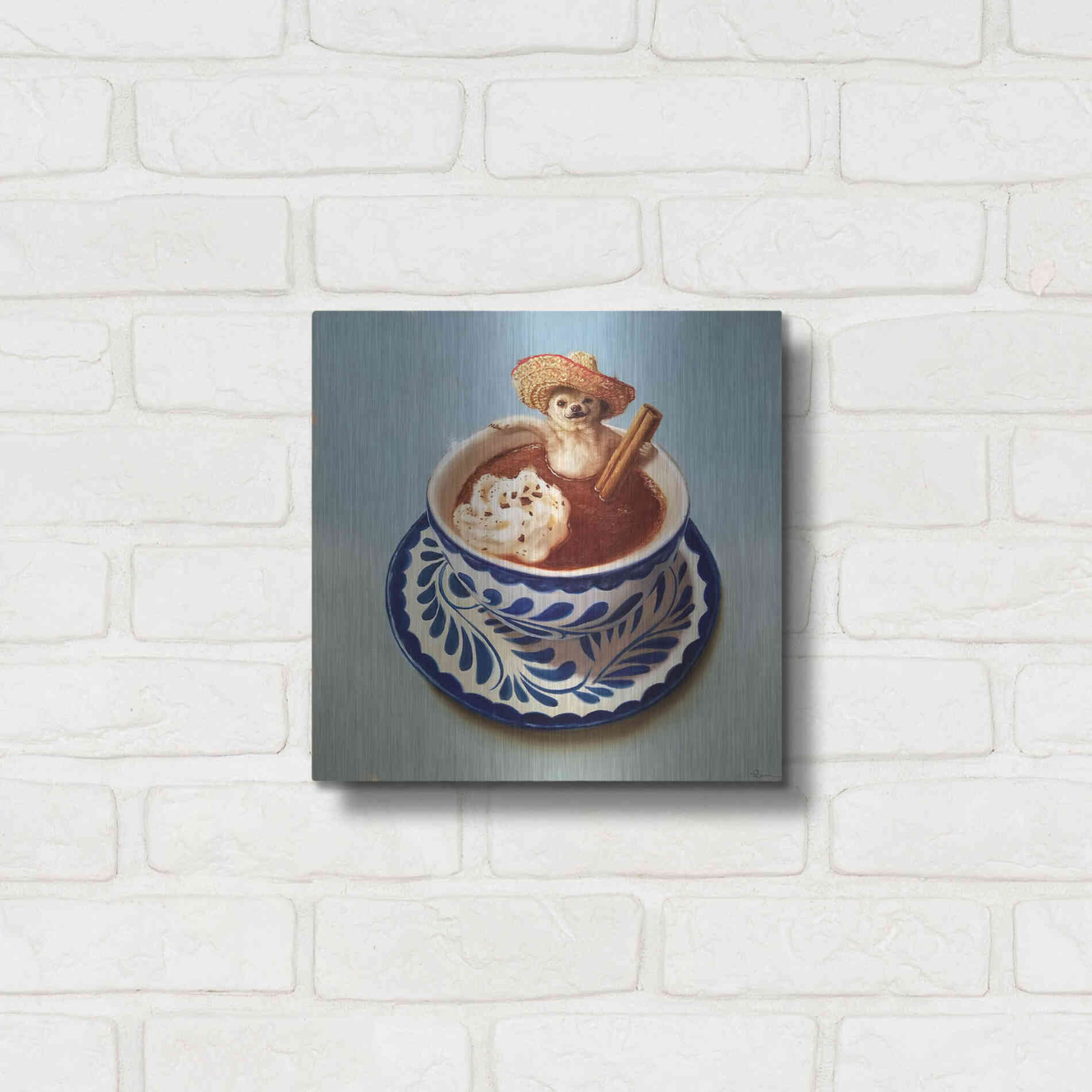 Luxe Metal Art 'Mexican Hot Chocolate' by Lucia Heffernan, Metal Wall Art,12x12