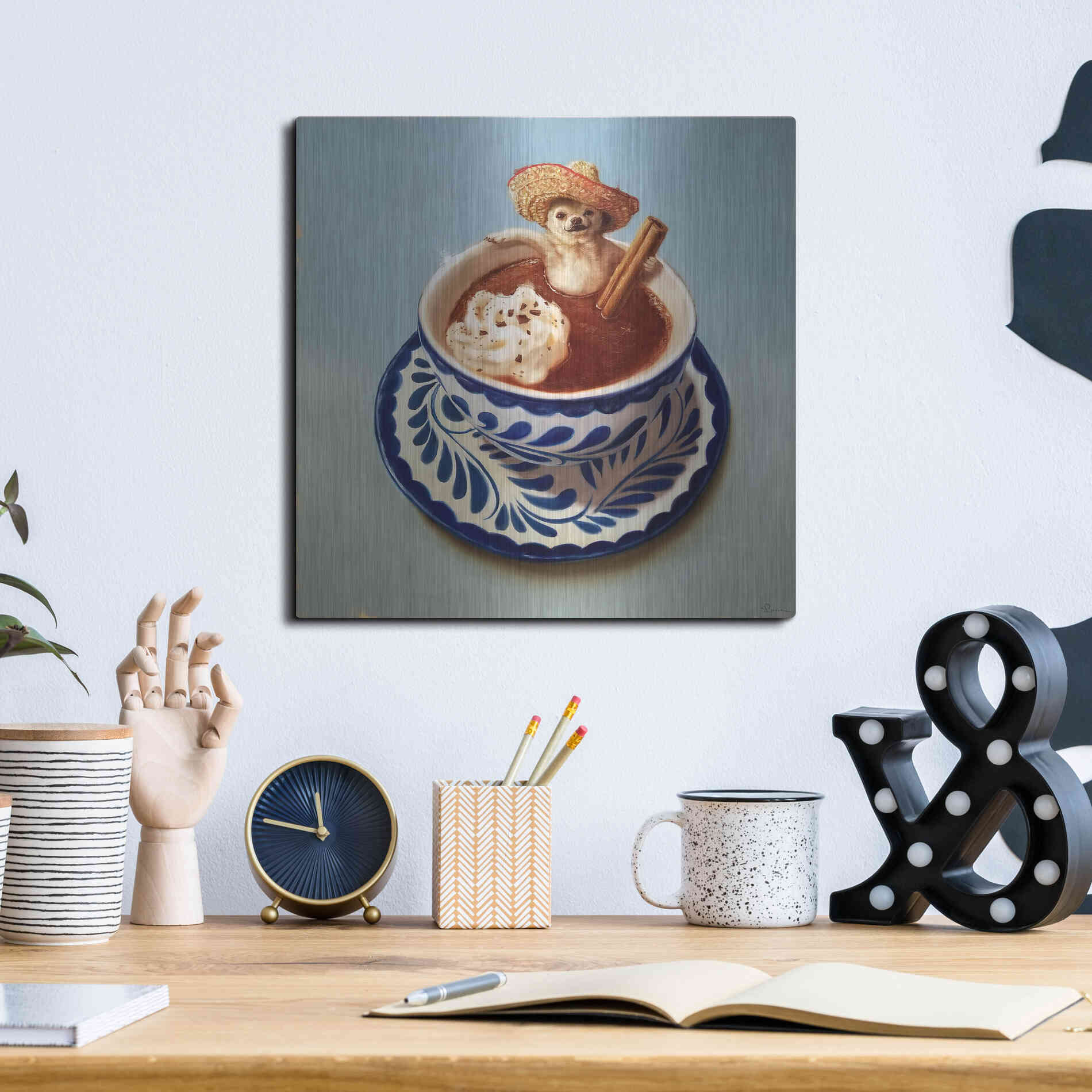 Luxe Metal Art 'Mexican Hot Chocolate' by Lucia Heffernan, Metal Wall Art,12x12