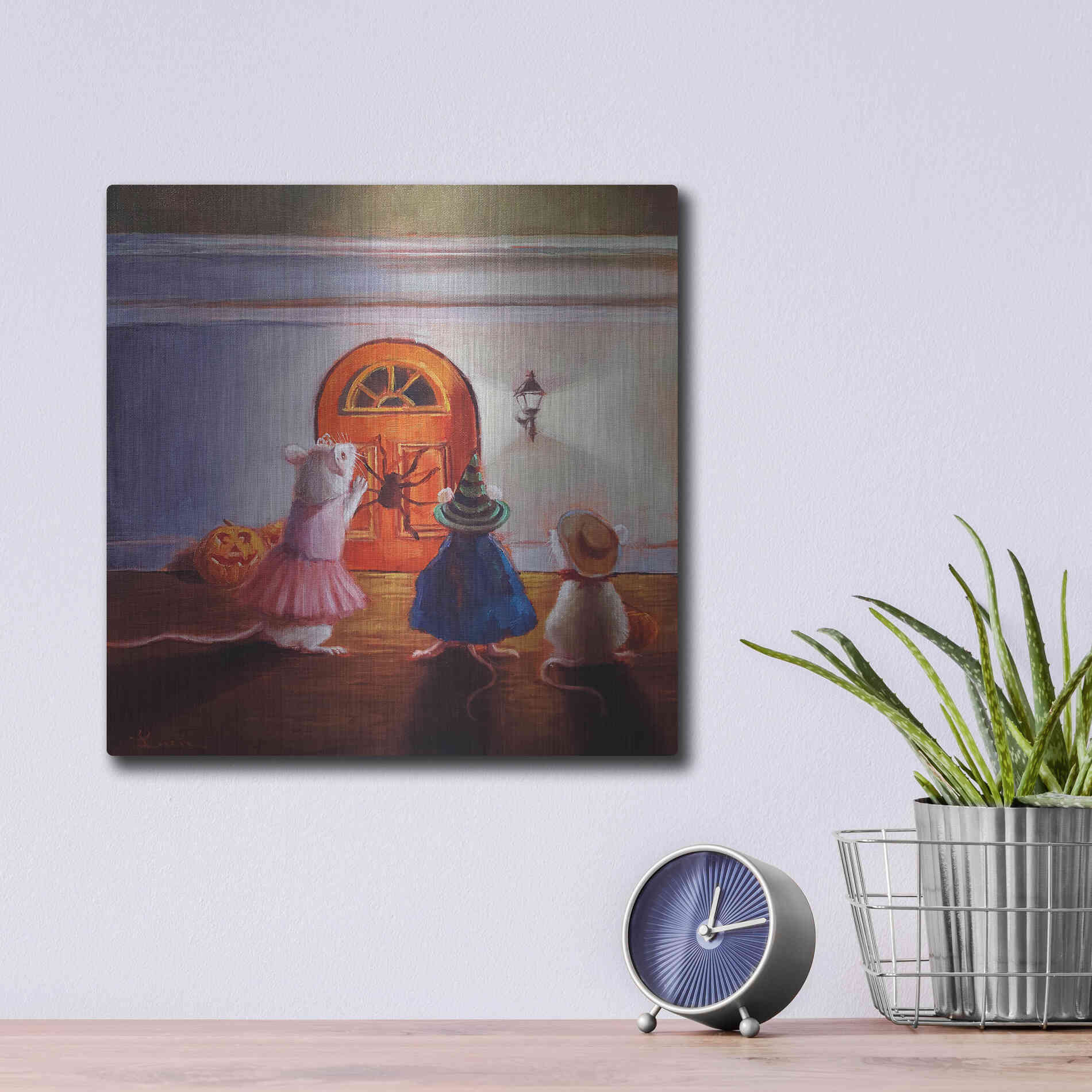 Luxe Metal Art 'After Hour Trick or Treat' by Lucia Heffernan, Metal Wall Art,12x12