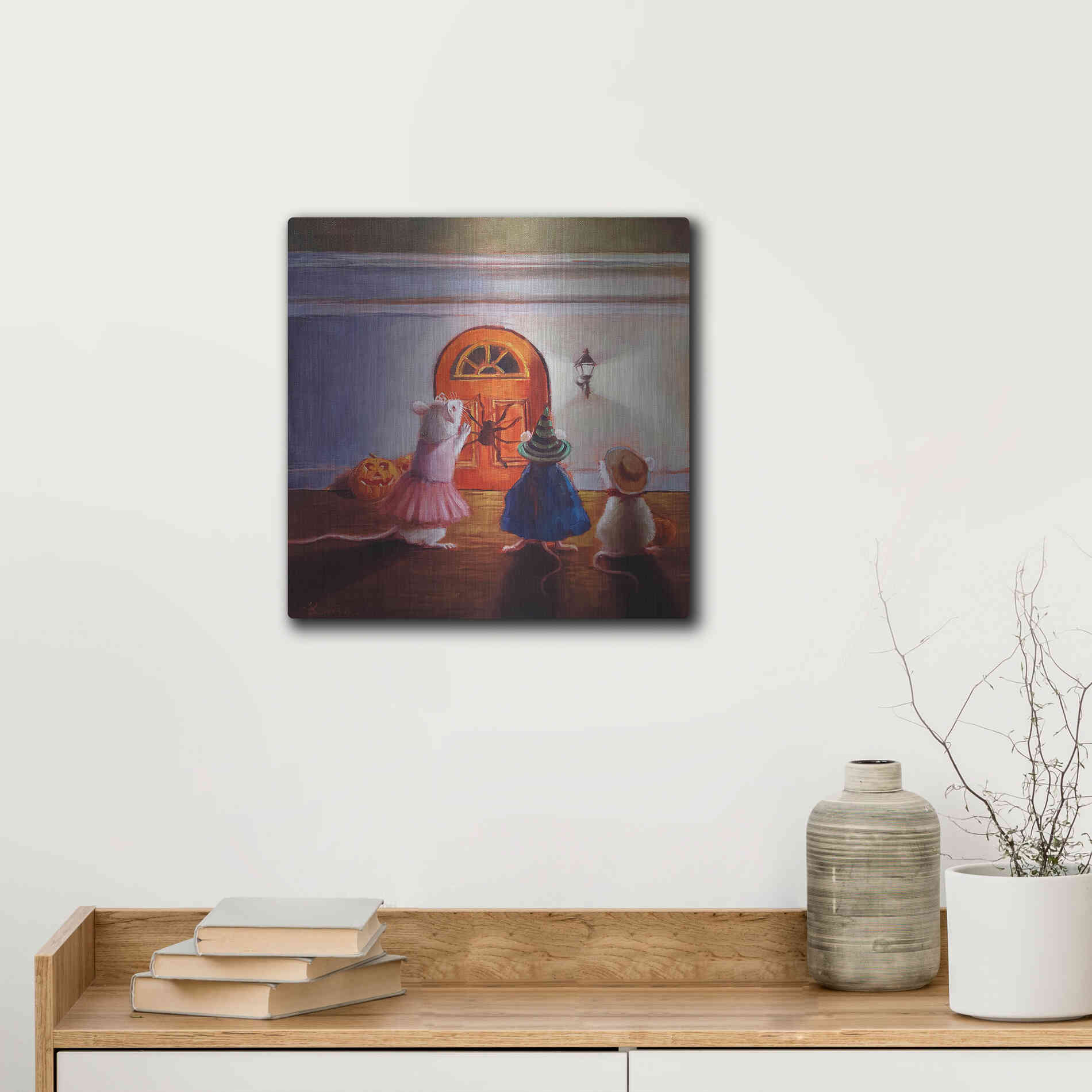 Luxe Metal Art 'After Hour Trick or Treat' by Lucia Heffernan, Metal Wall Art,12x12