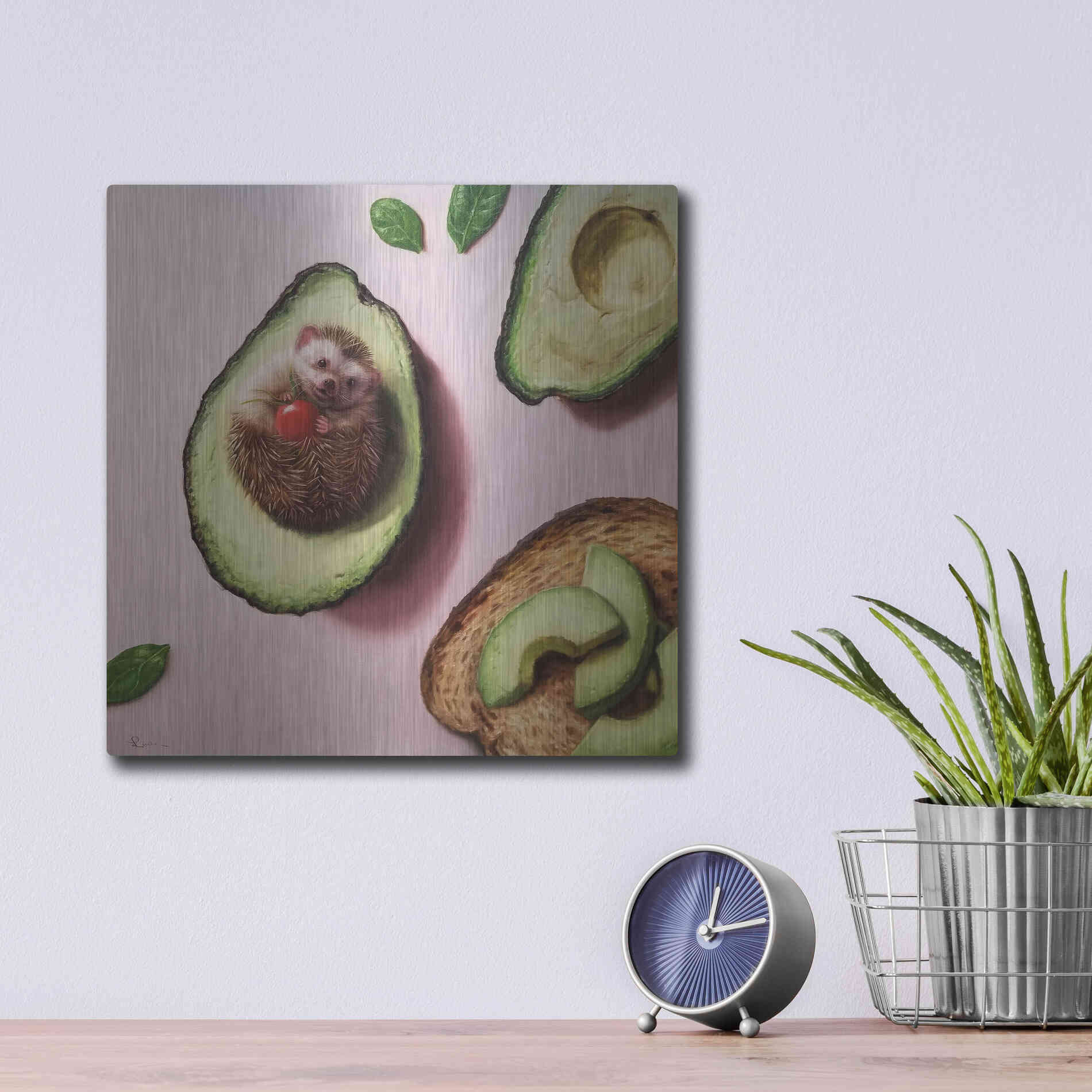 Luxe Metal Art 'Avocado Toast' by Lucia Heffernan, Metal Wall Art,12x12